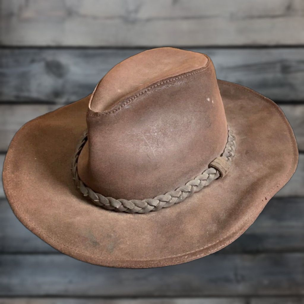 Wilson VINTAGE Wilson Leather Cowboy Hat Medium Dark Brown Western Braided Band Mens Size ONE SIZE - 1 Thumbnail