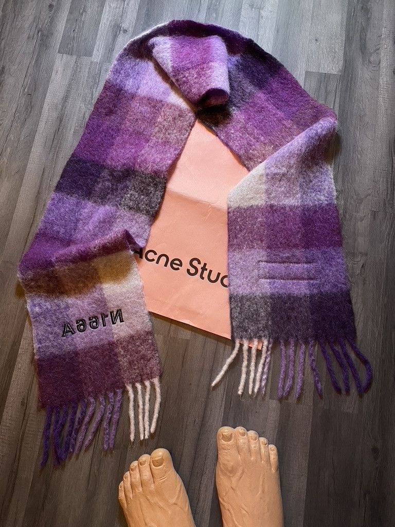 Acne Studios SS2025 Acne Studios Custom Mohair Checked Fringed Scarf Size ONE SIZE - 6 Thumbnail