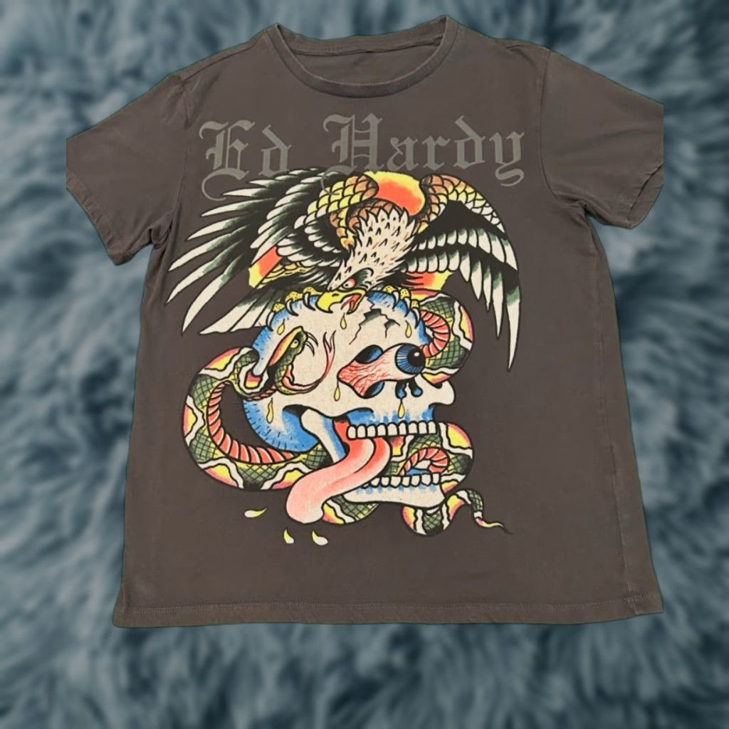 Ed Hardy VINTAGE Ed Hardy Shirt Men's Small Gray T-Shirt Skull Wings Tattoo Retro Grunge Punk Y2K Hip Hop Vintage Grunge Mens S Size US S / EU 44-46 / 1 - 1 Thumbnail