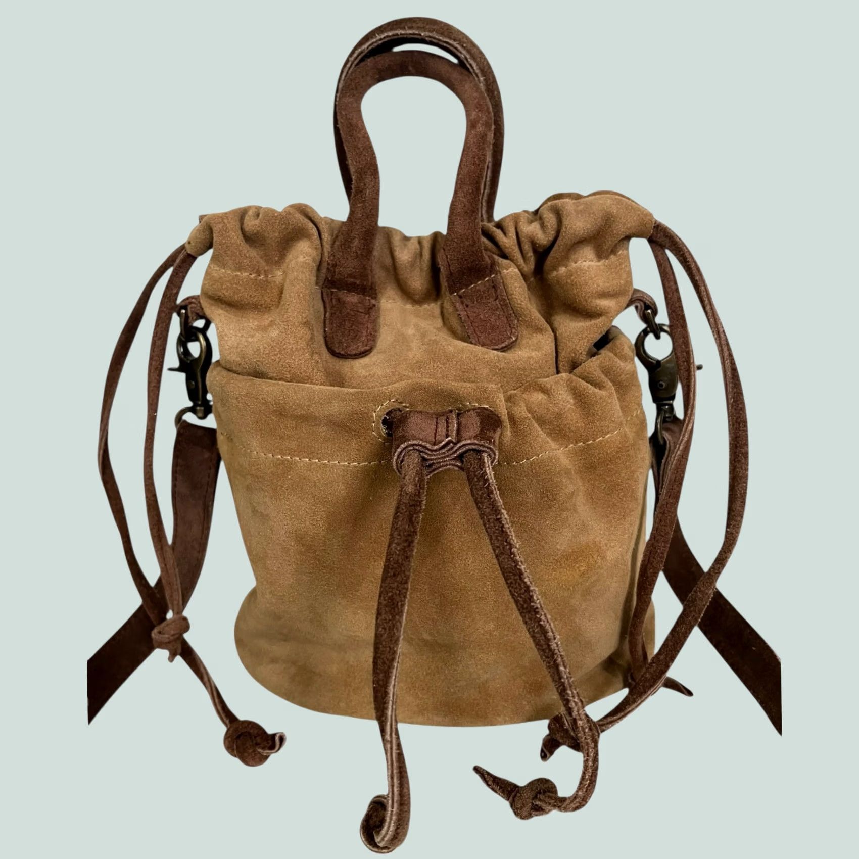 Free People Free People Purse Scout Slouchy Crossbody Tan Brown Suede Drawstring Mini Bag Women's Shoulder Bag Size ONE SIZE - 1 Thumbnail