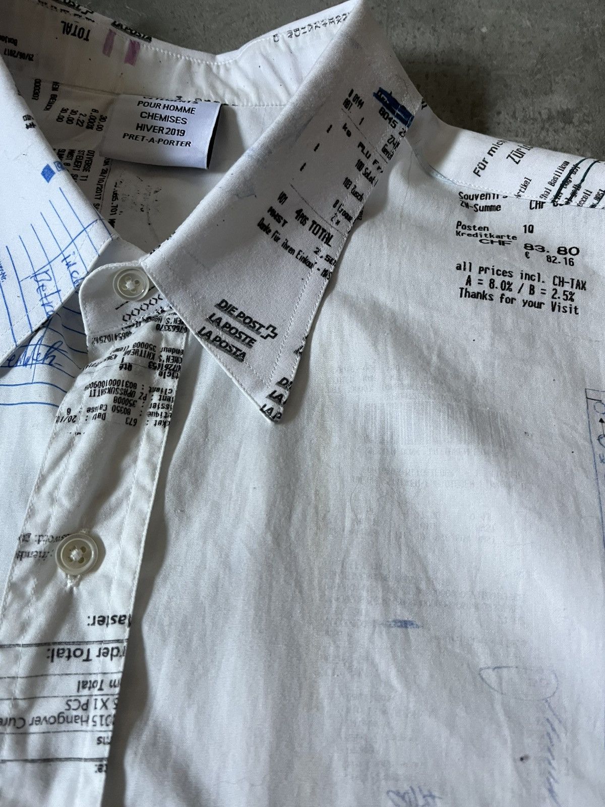 Vetements Vetements Hiver 2019 Receipt white button up shirt Size US M / EU 48-50 / 2 - 6 Thumbnail