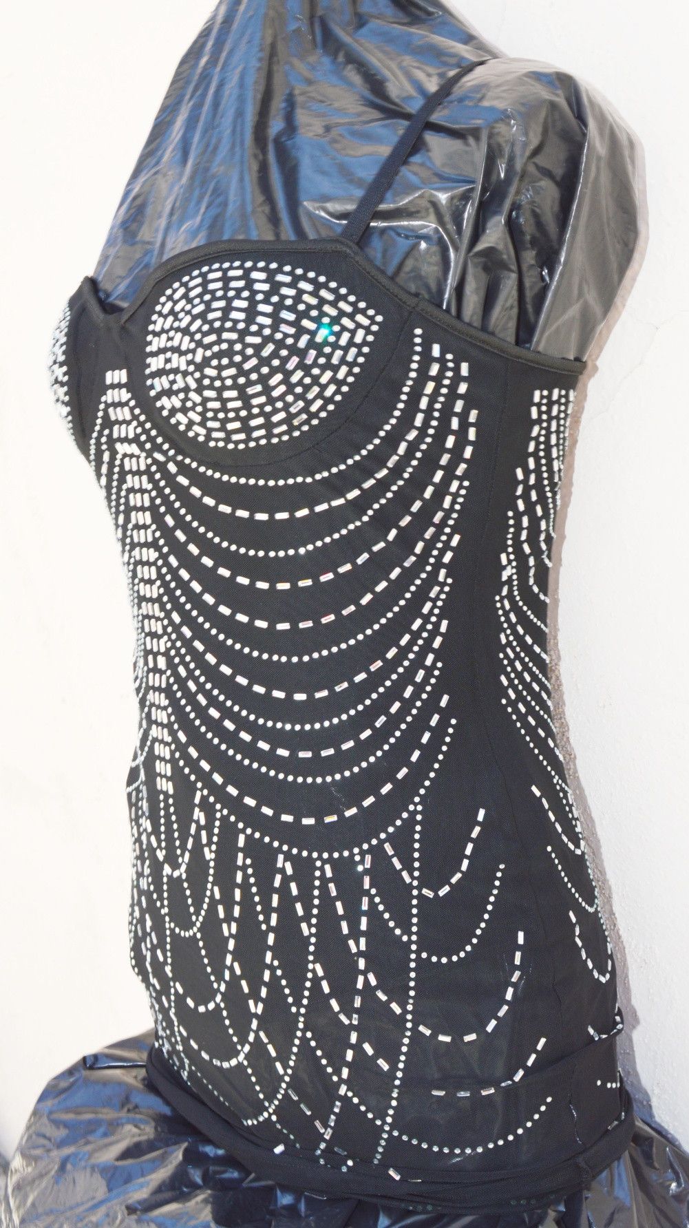 Other MINIDRESS SEQUIN/GLITTER SILVER BLACK STRAPS SUPER STRETCH Size M / US 6-8 / IT 42-44 - 8 Thumbnail