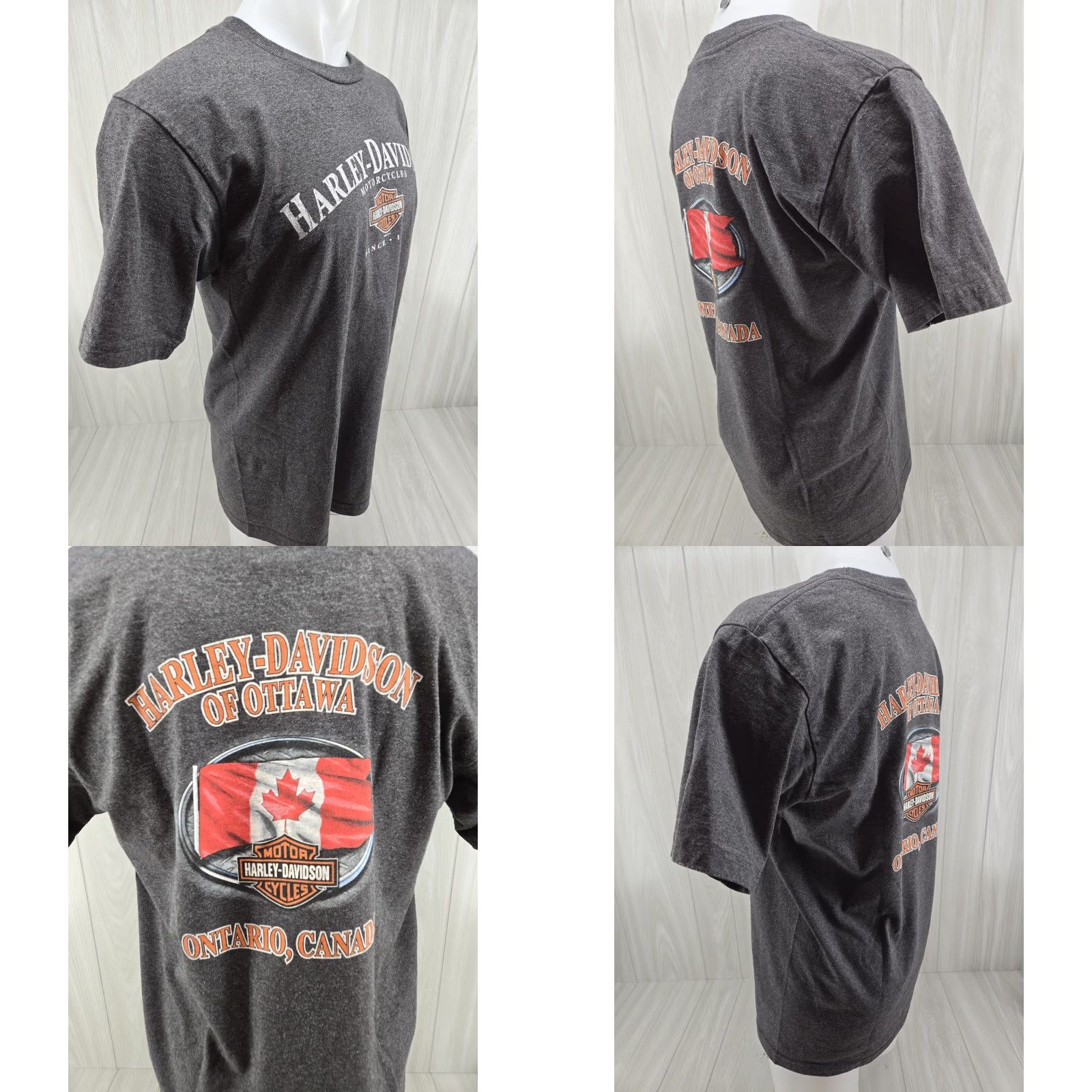 Harley Davidson Harley-Davidson T-Shirt Men's L Gray Crew Neck Short Sleeve Regular Fit Ontario Canada Size US L / EU 52-54 / 3 - 8 Thumbnail