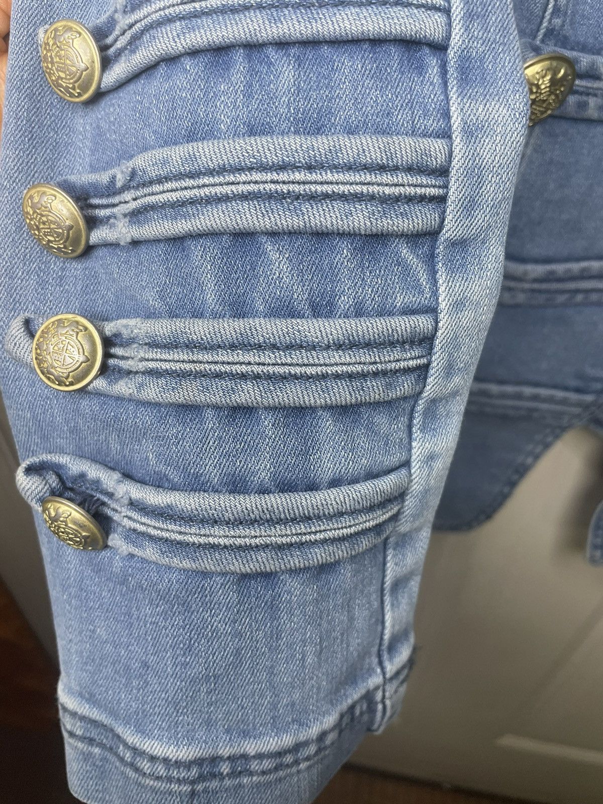 Free People NWT Free People Distressed Military Style Denim Jacket Size L / US 10 / IT 46 - 4 Thumbnail