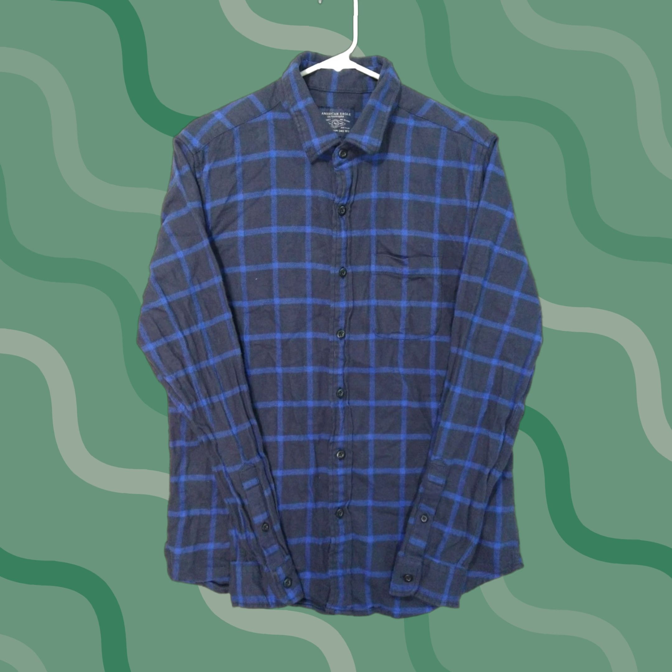 American Eagle Outfitters American Eagle Button-Up Shirt Mens Medium Black Plaid Flannel Long Sleeve Casual Size US M / EU 48-50 / 2 - 1 Thumbnail