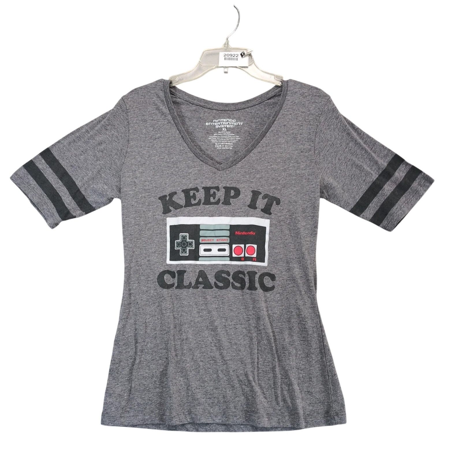 Nintendo Nintendo NES Keep It Classic Gray V-Neck T-Shirt Women's XL Size XL / US 12-14 / IT 48-50 - 1 Thumbnail