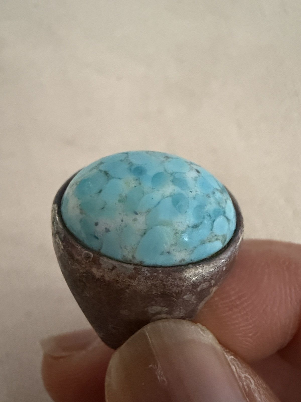 Other Sterling Silver 925 Turquoise Ring Sz 9 Chunky Wide Band Size ONE SIZE - 7 Thumbnail