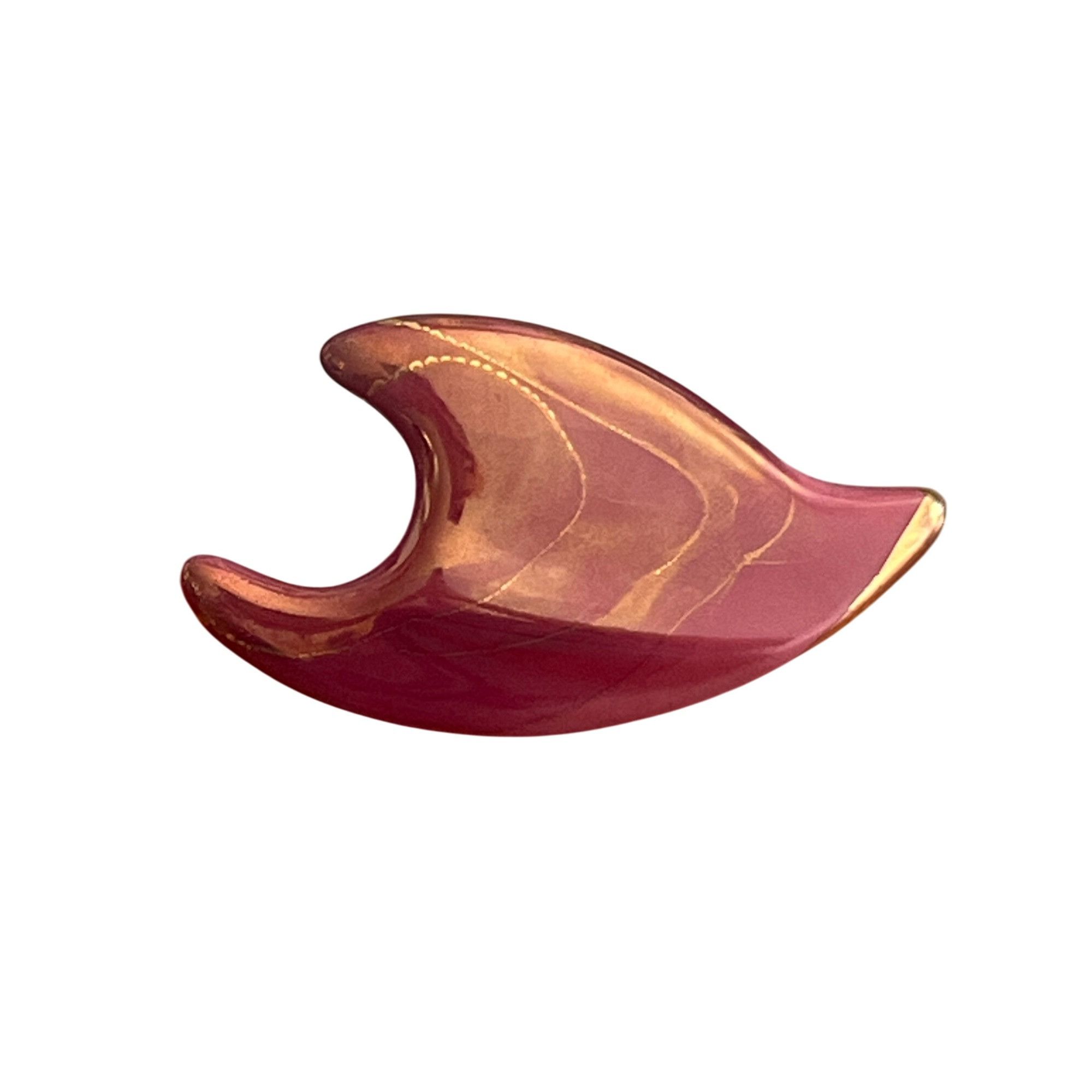 Other Vintage Artisan Pottery Clay Pin Brooch Wine Gold Abstract M Size ONE SIZE - 1 Thumbnail