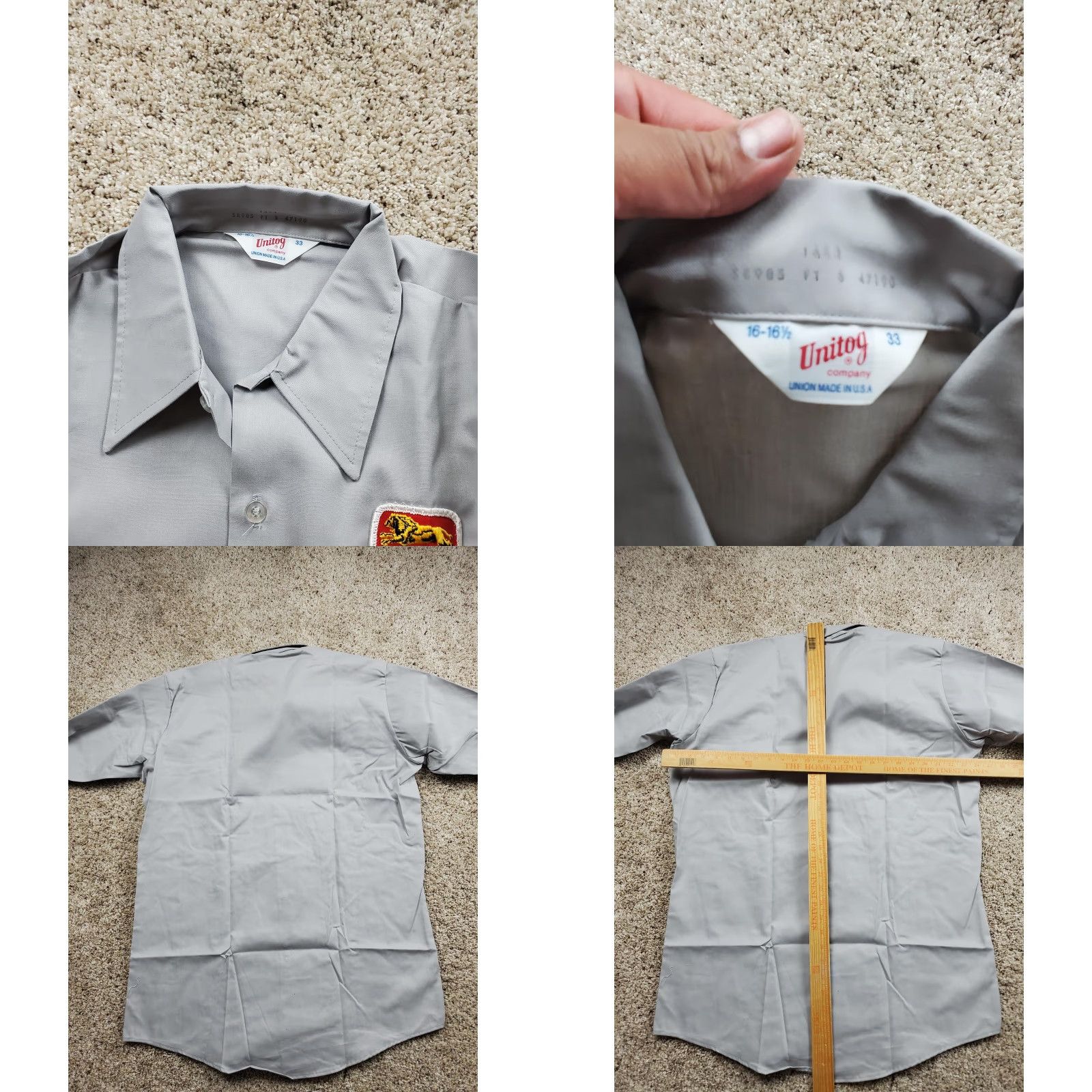 Vintage VINTAGE Unitog Work Shirt 16-16.5 33 Gray Lion Petroleum Point Collar NOS 70s Mens Size US XL / EU 56 / 4 - 8 Thumbnail