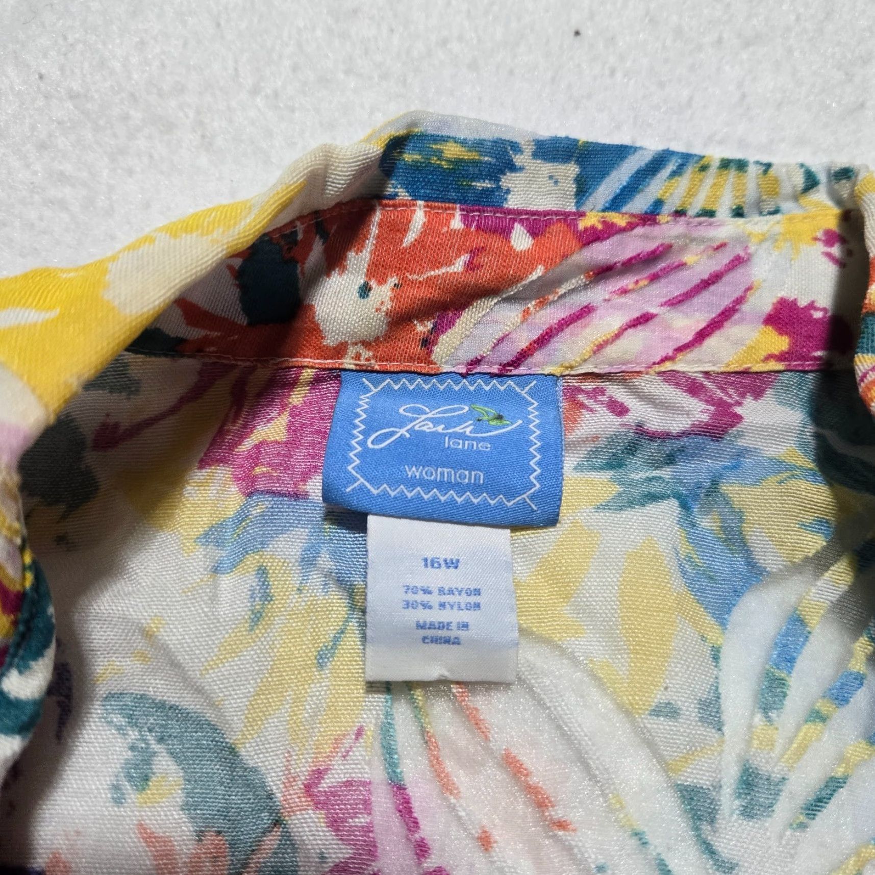 Vintage LARK LANE Shirt Button-Up Floral Sheer 3/4 Sleeve Adult Women 16W Yellow Floral 90s/Flower Theme Mens Womens Girls? Size XXL / US 16-18 / IT 52-54 - 3 Thumbnail