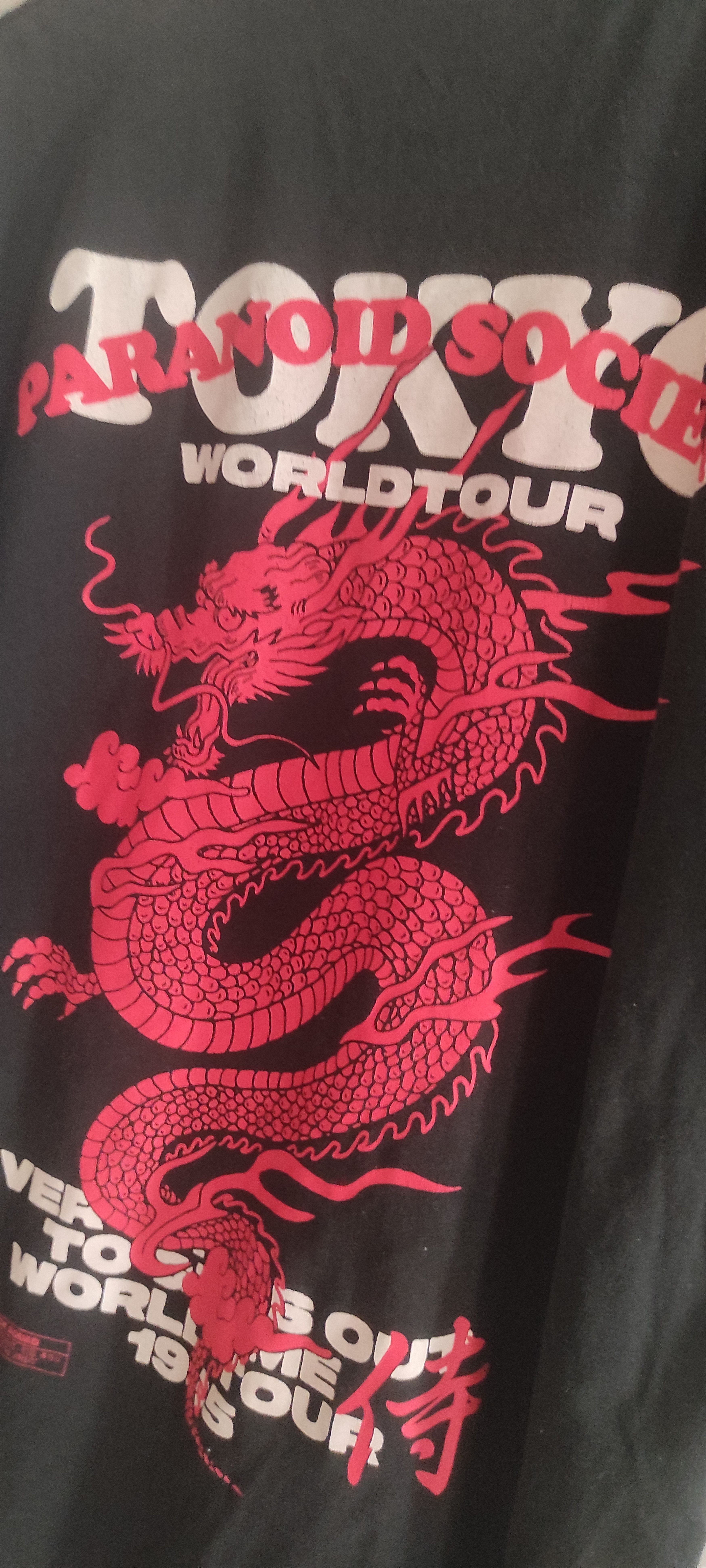 Japanese Brand × Vintage Black Squad 1995 Tokyo World Tour Paranoid Society Japan Tee Size US XXL / EU 58 / 5 - 13 Thumbnail