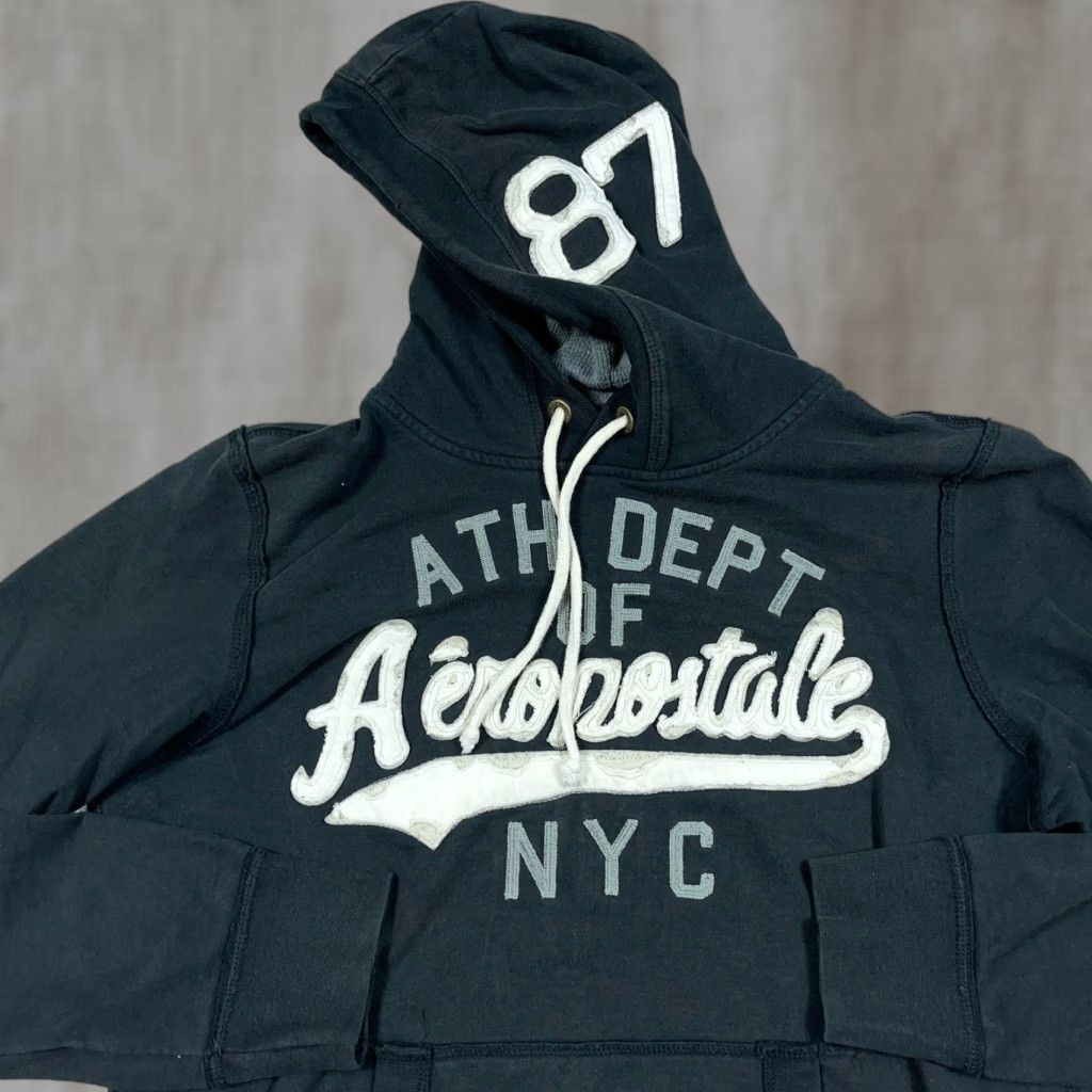Aeropostale VINTAGE Aeropostale Hoodie Men M Black Logo Graphic Print Hooded Sweatshirt 87 New York Size US M / EU 48-50 / 2 - 1 Thumbnail