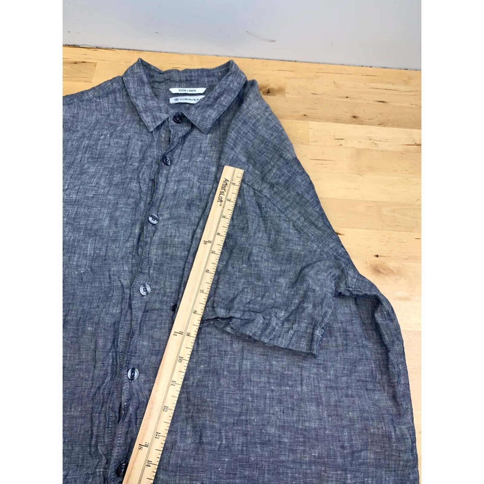 Cubavera Cubavera Shirt Men L Blue Linen Button-Up Short Sleeve Casual Beach 22464 Size US L / EU 52-54 / 3 - 5 Thumbnail