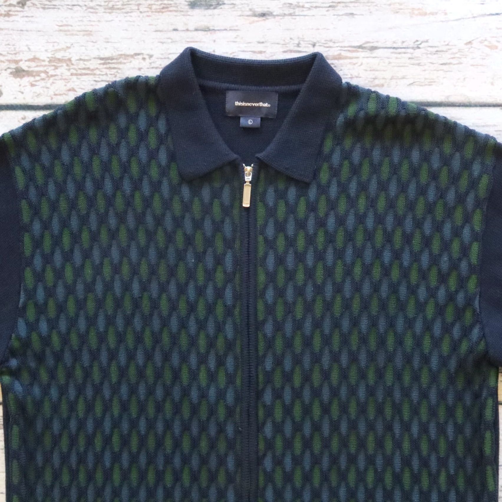 thisisneverthat Thisisneverthat Zip Knit Shirt L Mens Blue Full Zip Knit Size US L / EU 52-54 / 3 - 2 Thumbnail