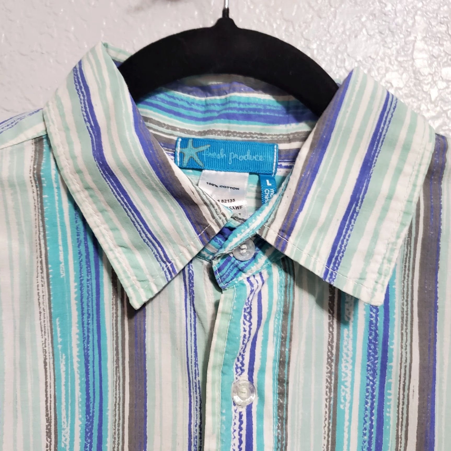 Vintage VINTAGE Fresh Produce Shirt Women L Blue Striped Button Up Collared Casual Beachy Coastal Long Sleeve Button Cuffs Mens Women Girls Boys Size L / US 10 / IT 46 - 4 Thumbnail
