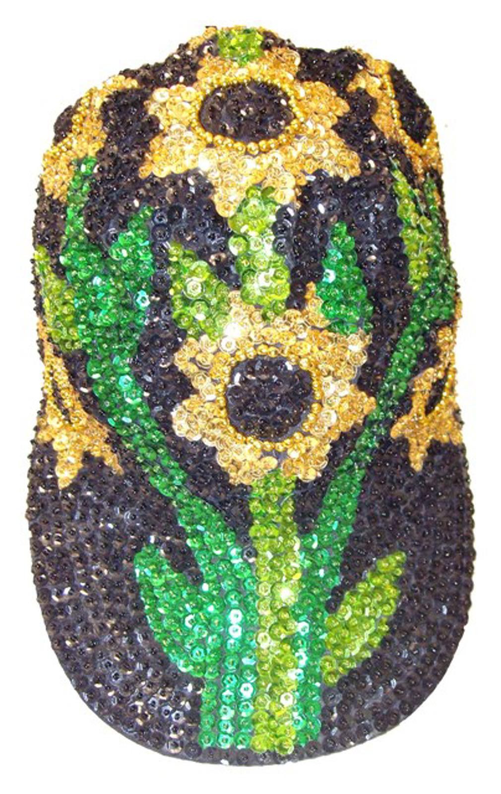 Designer Sequin Baseball Cap Sunflower Black Size ONE SIZE - 1 Preview