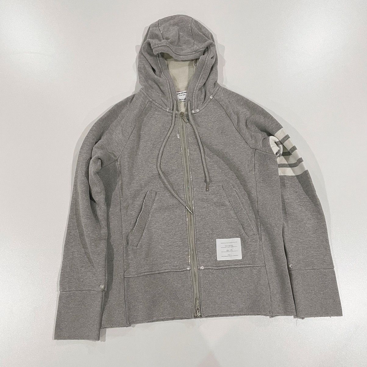 Thom Browne Thom Browne Engineered 4-Bar hand made crush zipped hoodie Size US XS / EU 42 / 0 - 1 Thumbnail