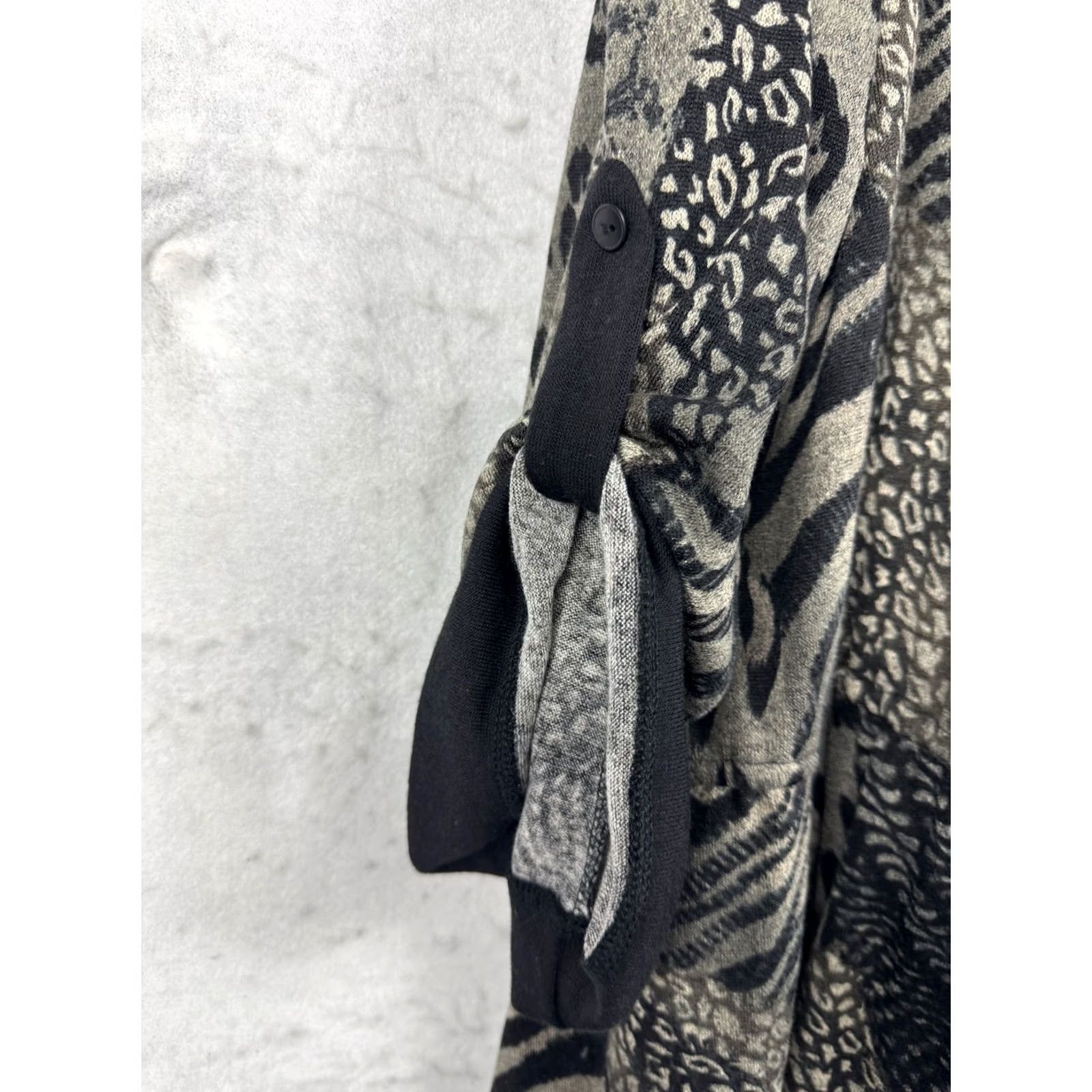 Vintage VINTAGE Attitudes by Renee USA Cardigan Duster Belted Black Cat Animal Women Large New Size L / US 10 / IT 46 - 5 Thumbnail