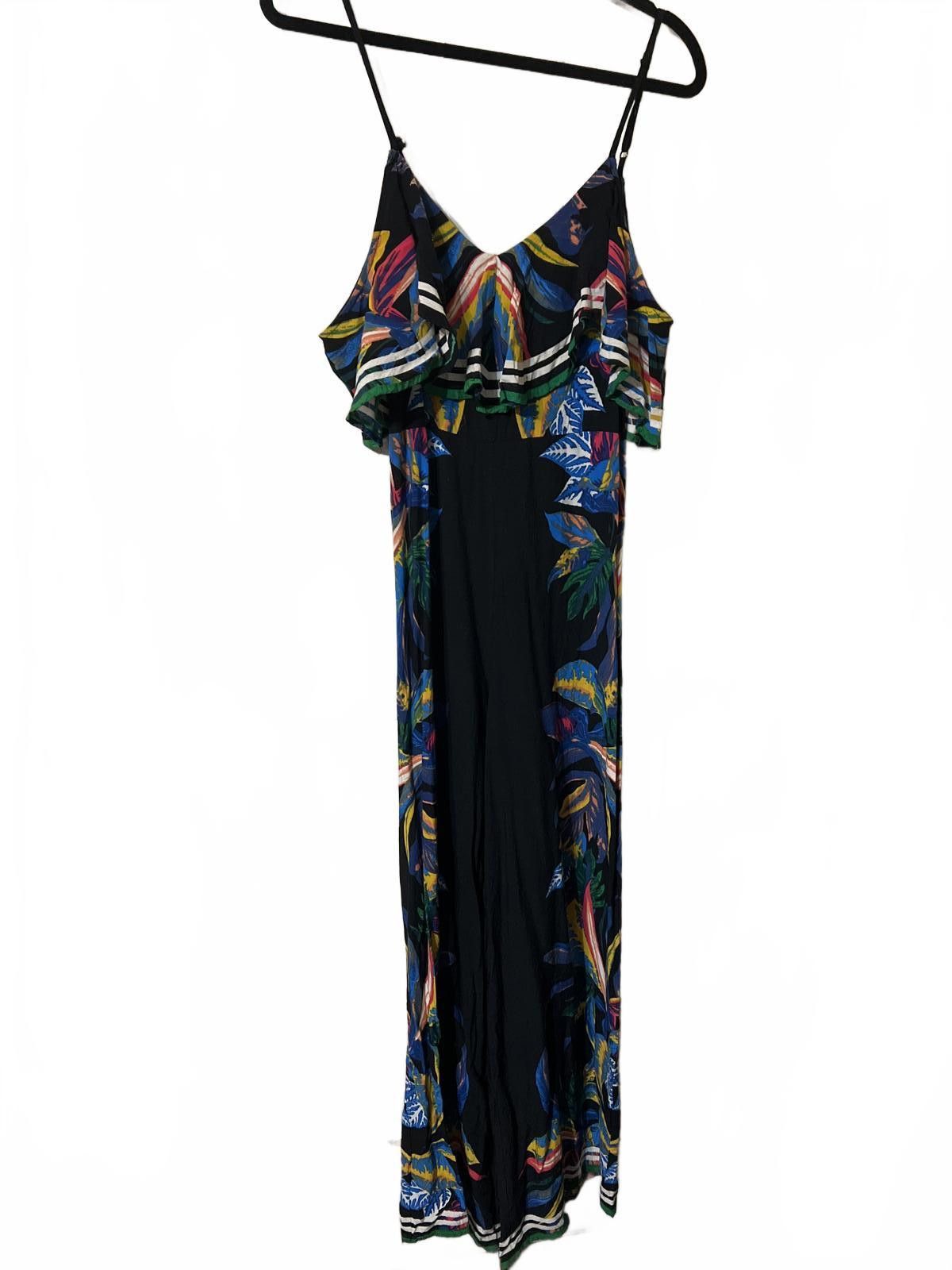 Other Flying Tomato Black Floral Print Cold Shoulder Jumpsuit S Size 28" / US 6 / IT 42 - 2 Thumbnail