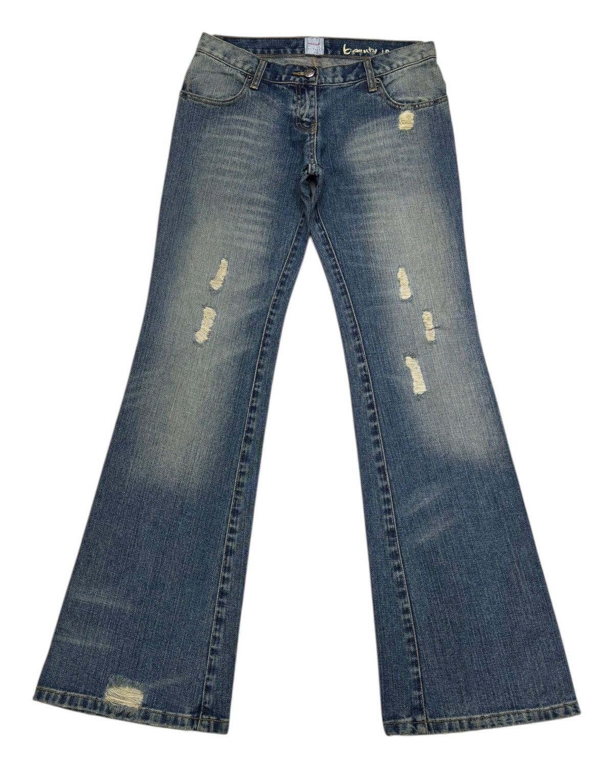 If Six Was Nine × Japanese Brand Flare Jeans Sass & Bide Sydney Distressed Flare Denim Jeans Size 30" / US 8 / IT 44 - 2 Thumbnail