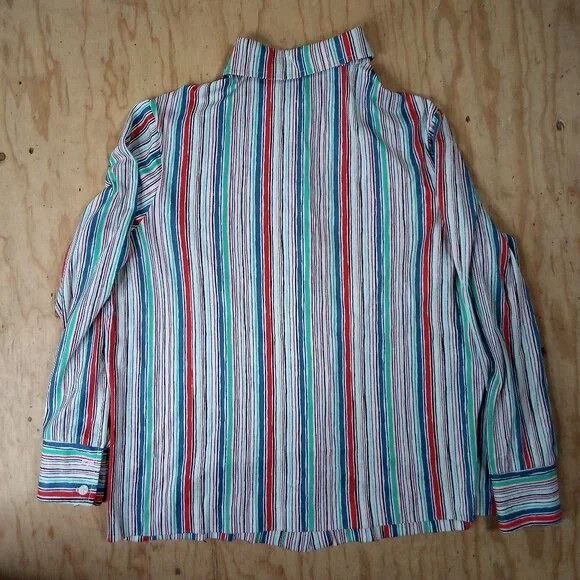 Vintage Vintage Miss Accent Wavy Stripes Polyester Disco Shirt Size XL / US 12-14 / IT 48-50 - 5 Thumbnail