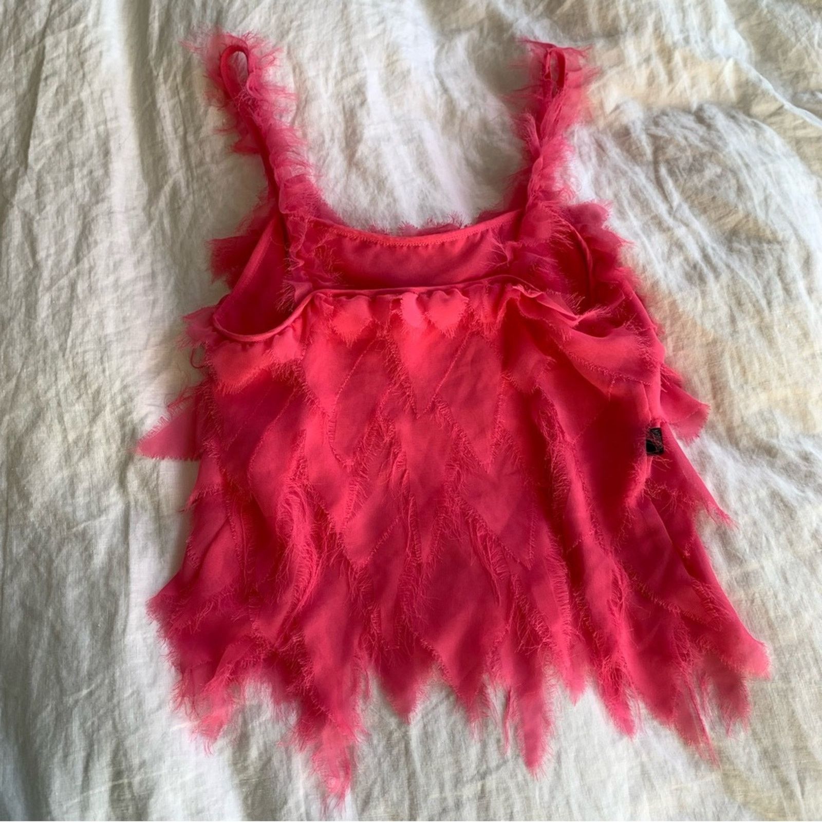 Moschino Vintage Moschino Hot Pink Frilly Triangle Chiffon Cami Top Size M / US 6-8 / IT 42-44 - 5 Thumbnail