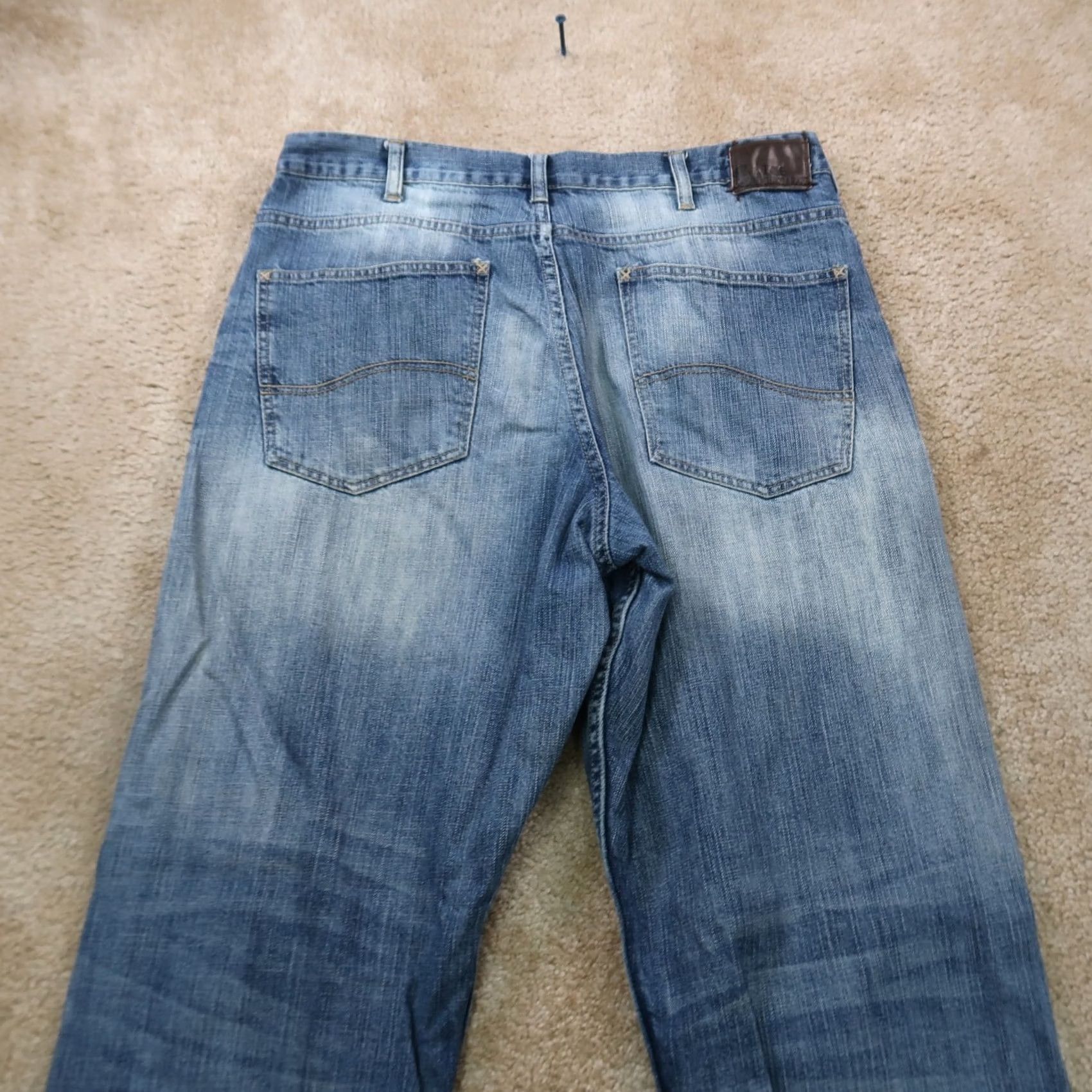 Lee Lee Loose Straight Jeans Men's 34x32 Distressed Blue Denim 5-Pocket Zipper Button Belt Loops Size US 34 / EU 50 - 6 Thumbnail