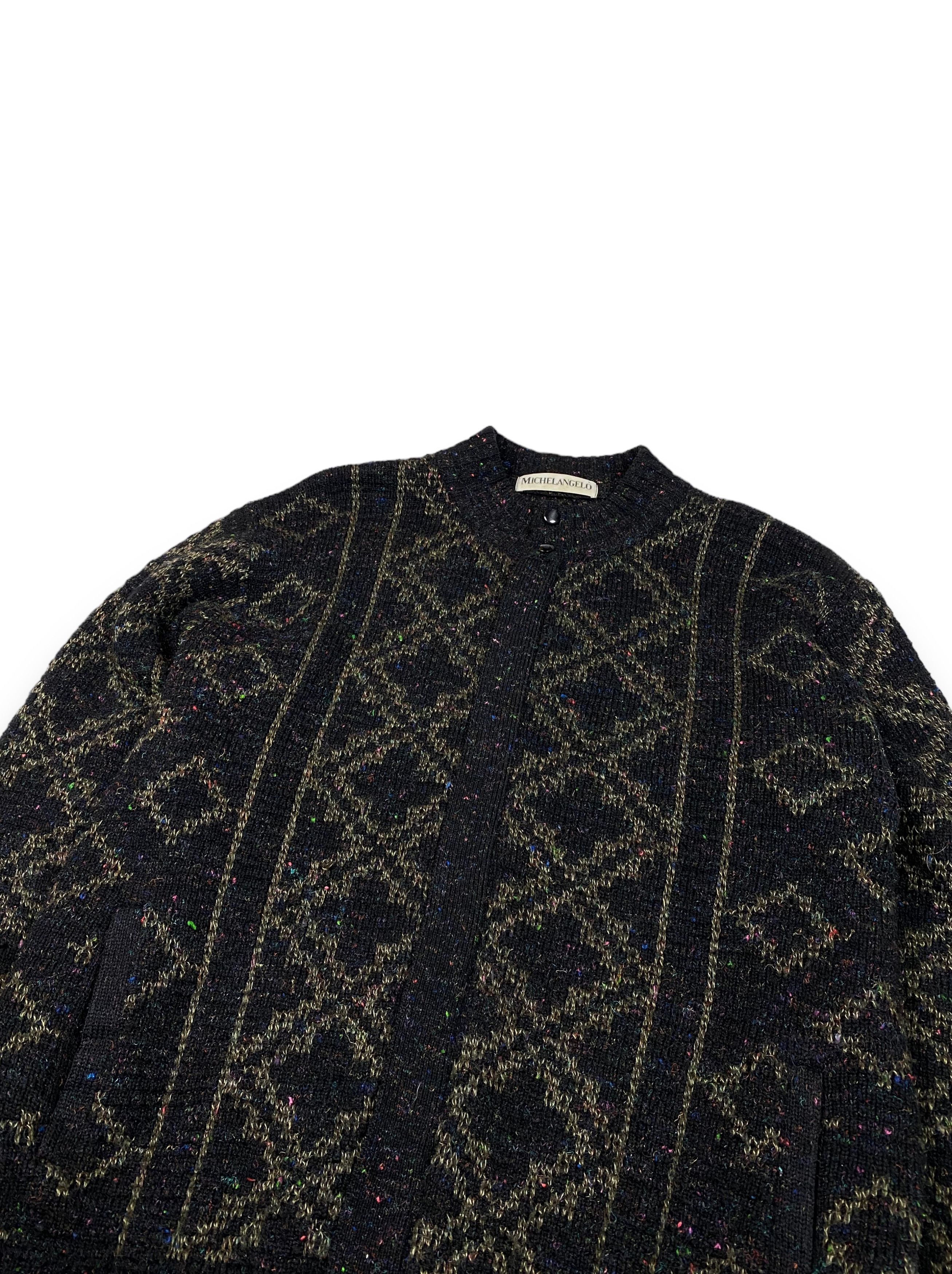 Vintage 90s Vintage MICHELANGELO Crazy Pattern Zip Sweater M711 Size US XL / EU 56 / 4 - 4 Thumbnail