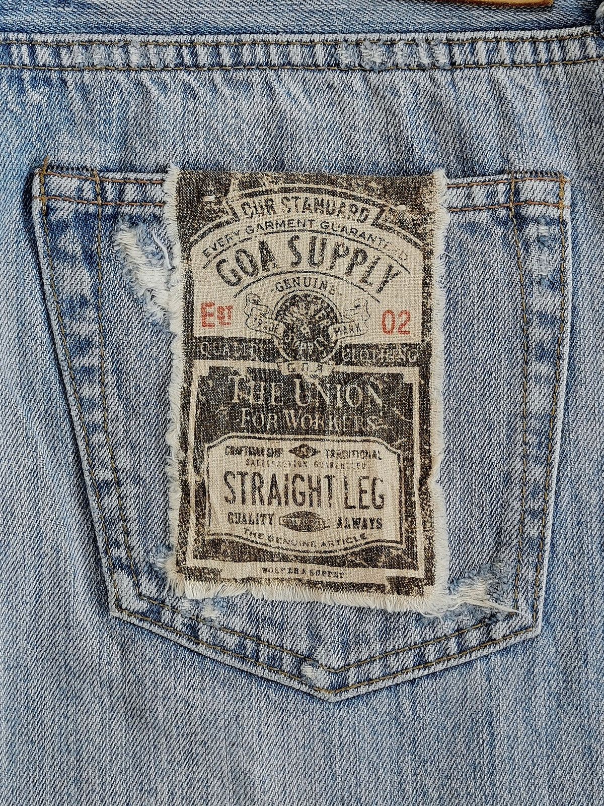 GOA GOA Selvedge Straight Leg Distressed Light Wash Jeans Size US 31 - 3 Thumbnail