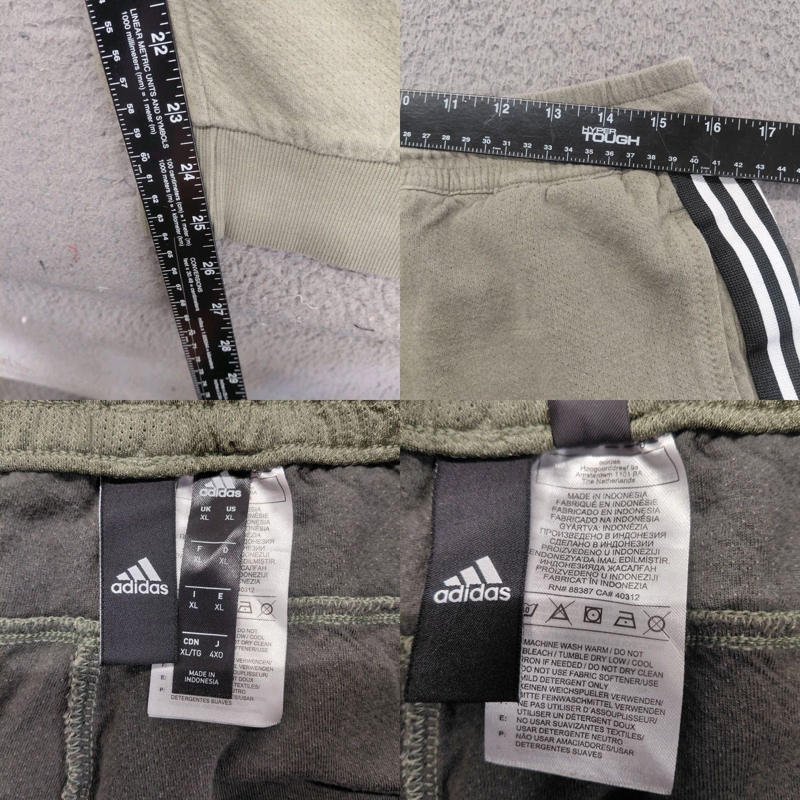 Adidas Adidas Track Pants Mens XL Gray Black Trio Stripes Athletic Joggers Pockets Size US 36 / EU 52 - 8 Thumbnail