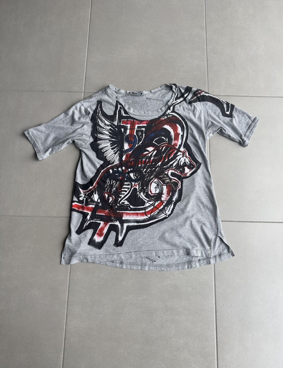 Balmain Balmain Homme SS11 distressed graffiti T-shirt Size US S / EU 44-46 / 1 - 1 Thumbnail