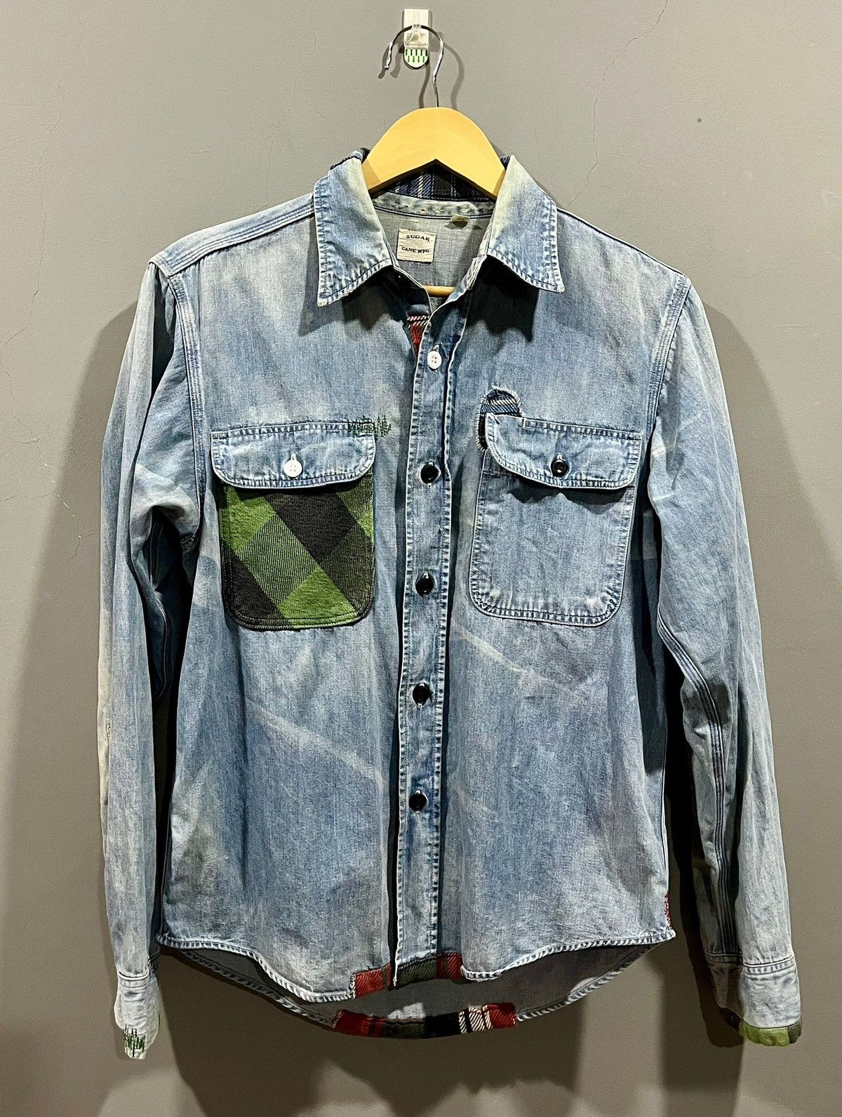 Sugar Cane Sugar Cane Patchwork Flannel Distressed Denim Shirt Size US S / EU 44-46 / 1 - 1 Thumbnail