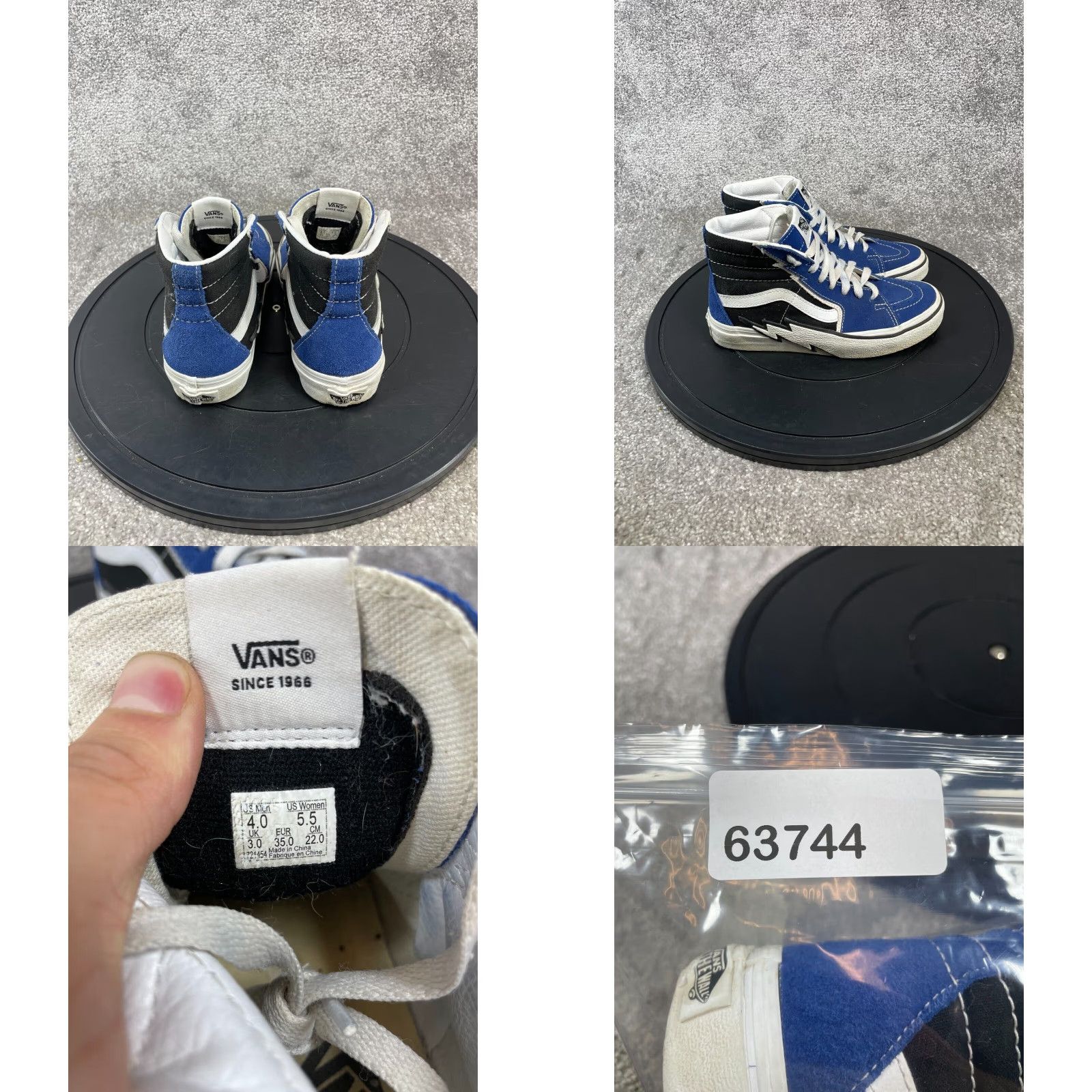 Vans Vans Womens Blue Canvas Lace Sneaker Size 5.5 Extra Large XL White Lightning Bolt Size US 5.5 / IT 35.5 - 8 Thumbnail