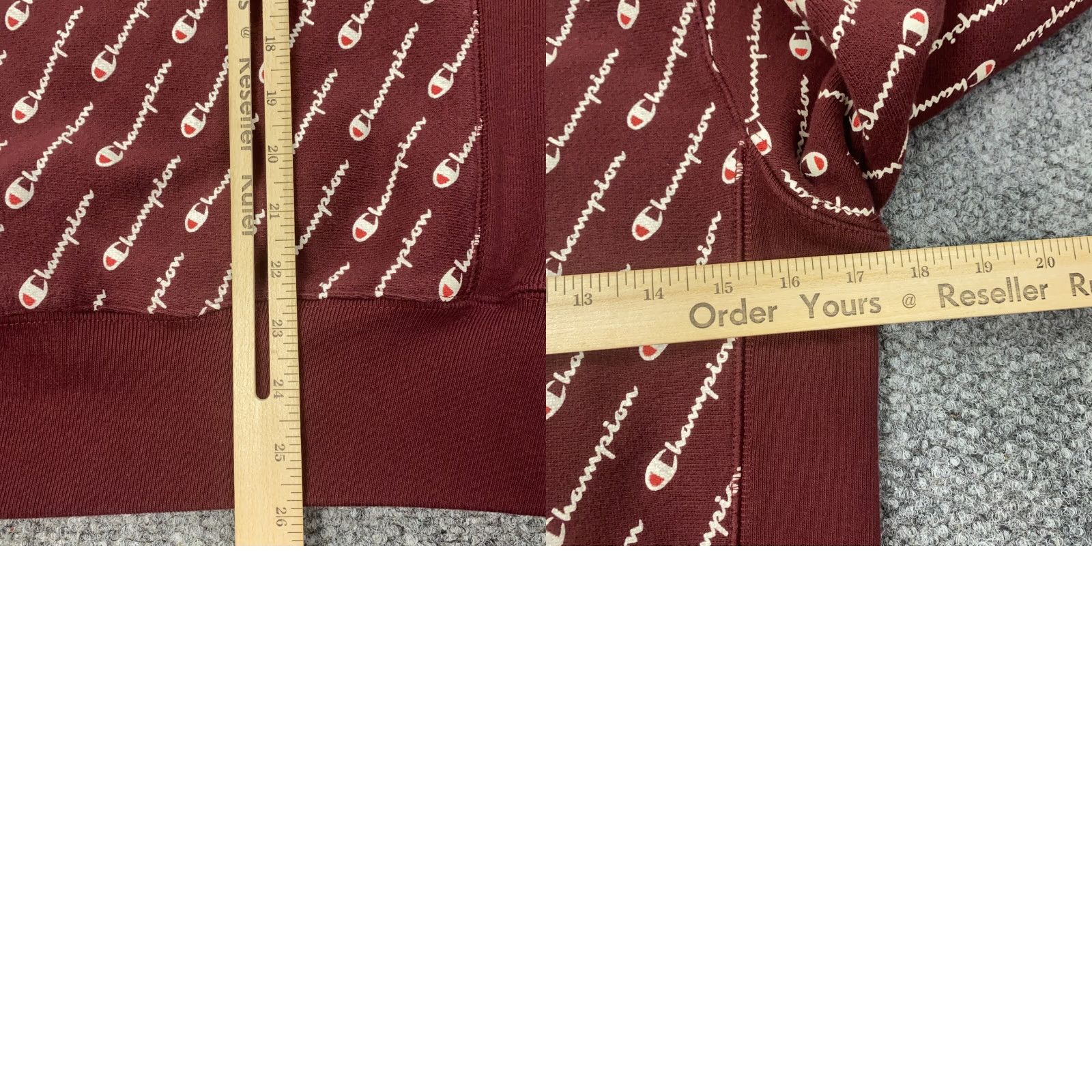Champion Champion Sweatshirt XS Maroon Reverse Weave All Over Print Logo Crew Mens Size US XS / EU 42 / 0 - 8 Thumbnail