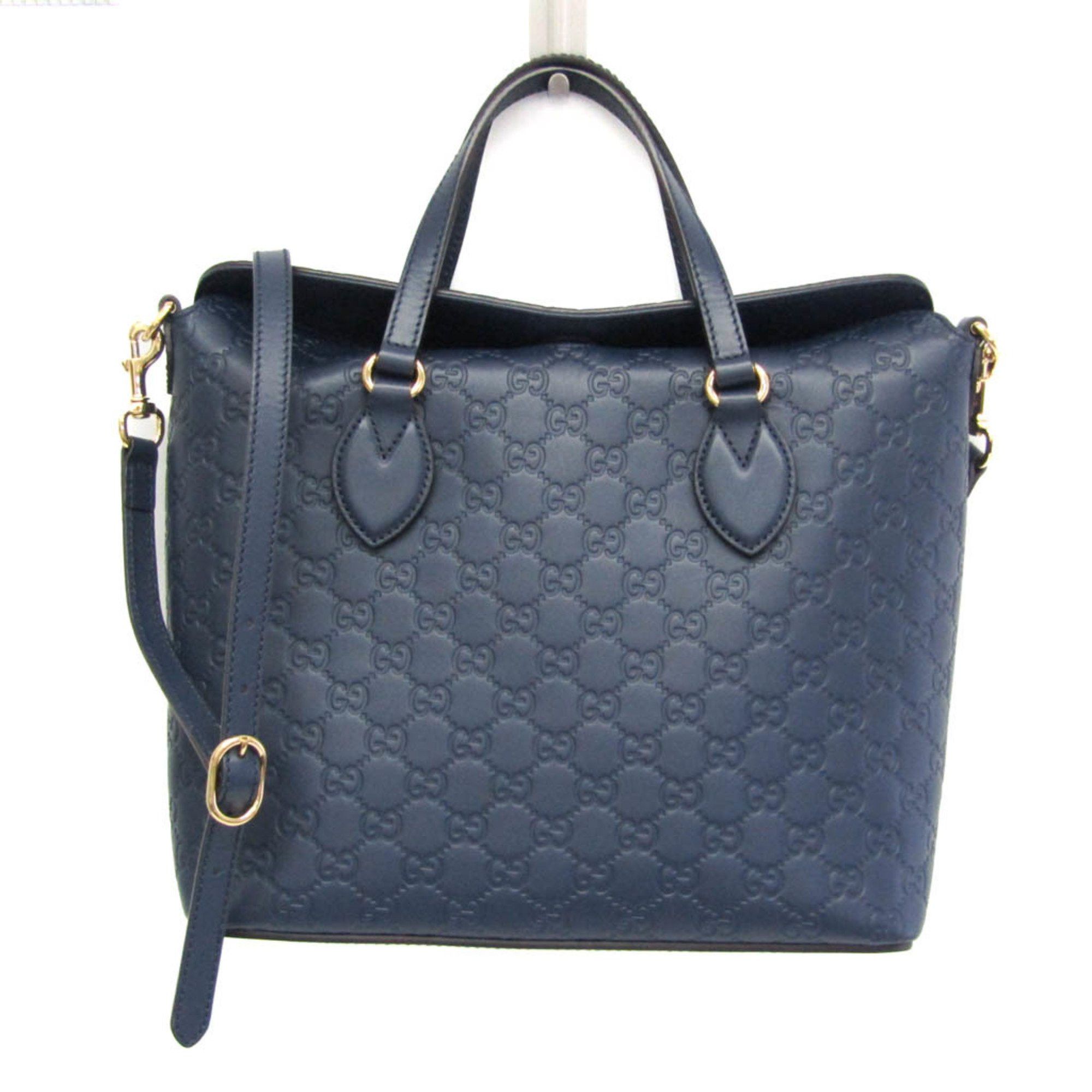 Gucci Gucci Guccissima 428226 Women's Leather Handbag,Shoulder Bag Blue Size ONE SIZE - 1 Thumbnail