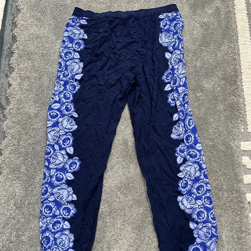 Designer Aerie blue and purple floral jogger pants Size 32" / US 10 / IT 46 - 5 Thumbnail