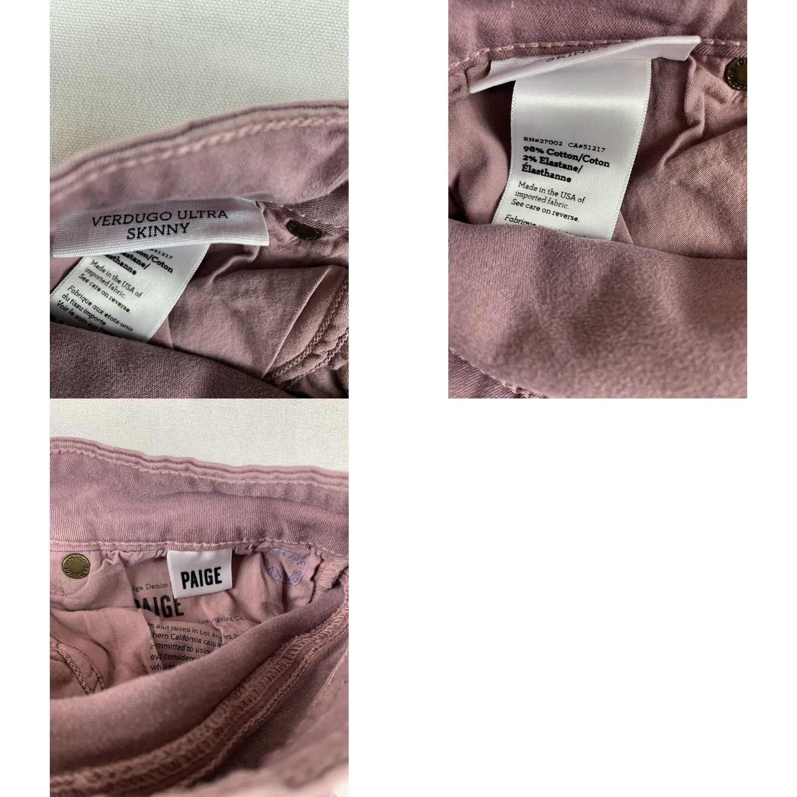 Paige Paige Womens Verdugo Skinny Jeans Purple Size 27 26x29 Size 27" / US 4 / IT 40 - 8 Thumbnail