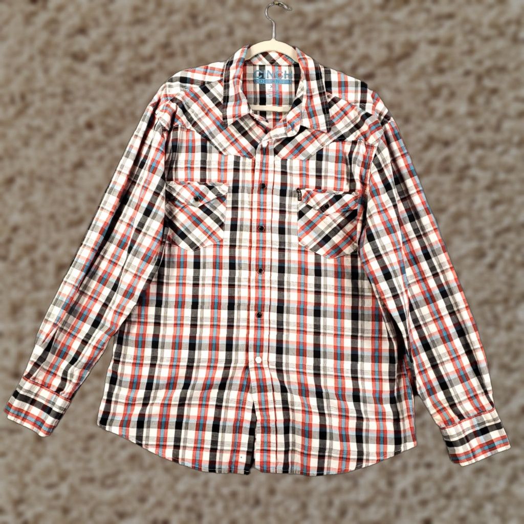 Vintage Cinch Mens XL Modern Fit Plaid Button-Up Shirt Cowboy Western Snap Pocketed Casual Workwear Size US XL / EU 56 / 4 - 1 Thumbnail