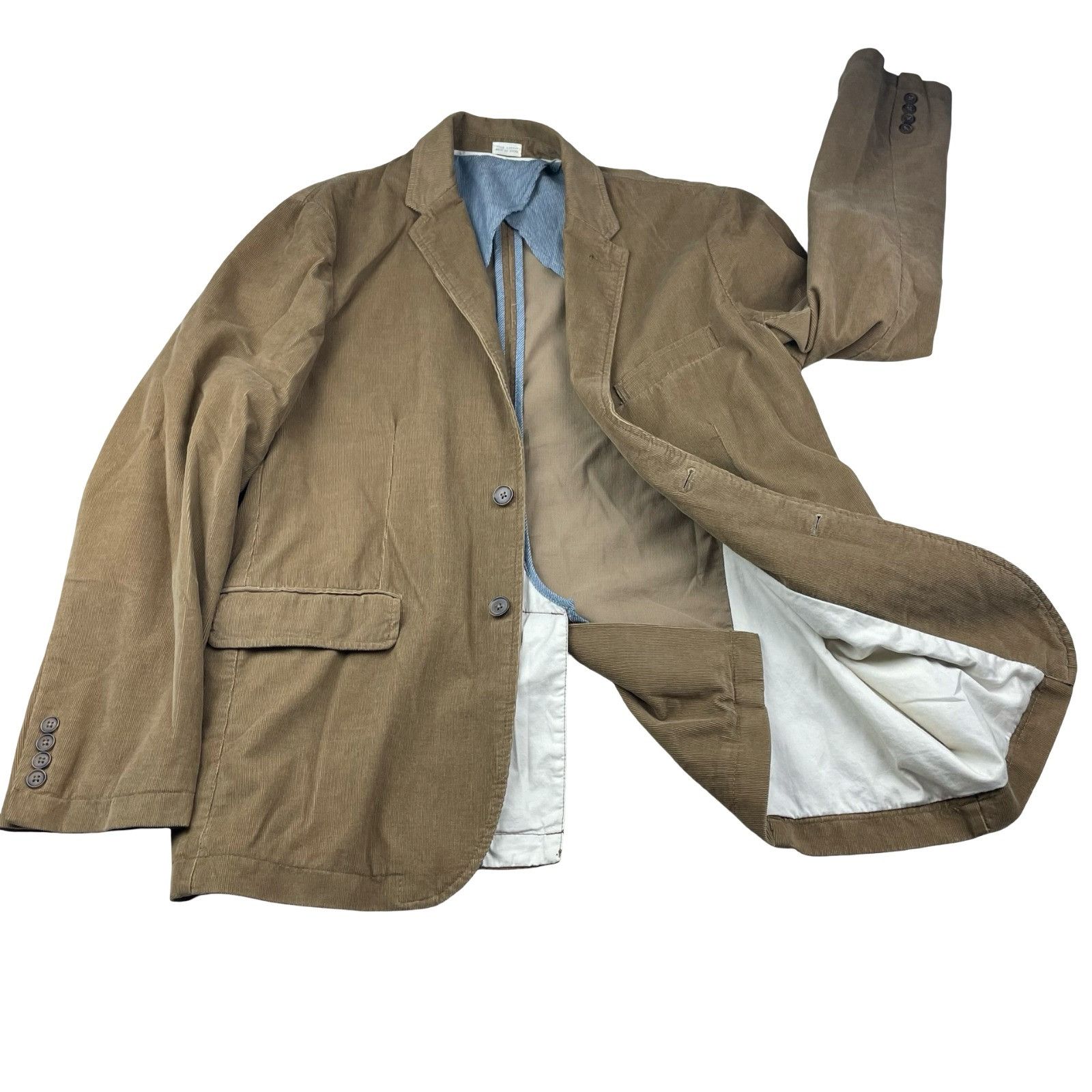 J.Crew J.Crew Men's 100% Cotton Corduroy 2-Button Blazer Khaki/Tan Size US L / EU 52-54 / 3 - 3 Thumbnail
