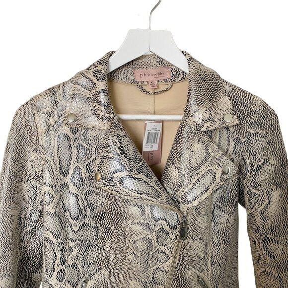 Other Philosophy Snake Skin Print Moto Jacket Size XS / US 0-2 / IT 36-38 - 4 Thumbnail