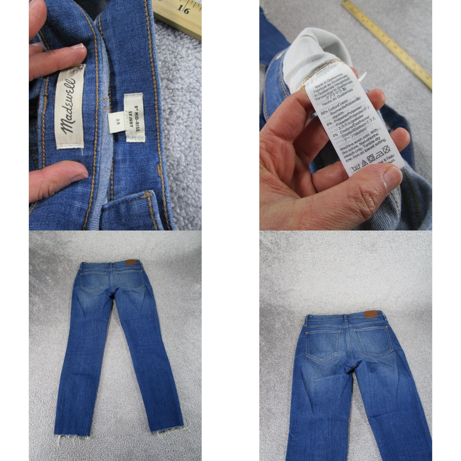 Madewell VINTAGE Madewell Jeans Womens 28 Skinny Mid Rise Dark Wash Denim Raw Hem Blue 2010s Womens Size 28" / US 6 / IT 42 - 8 Thumbnail
