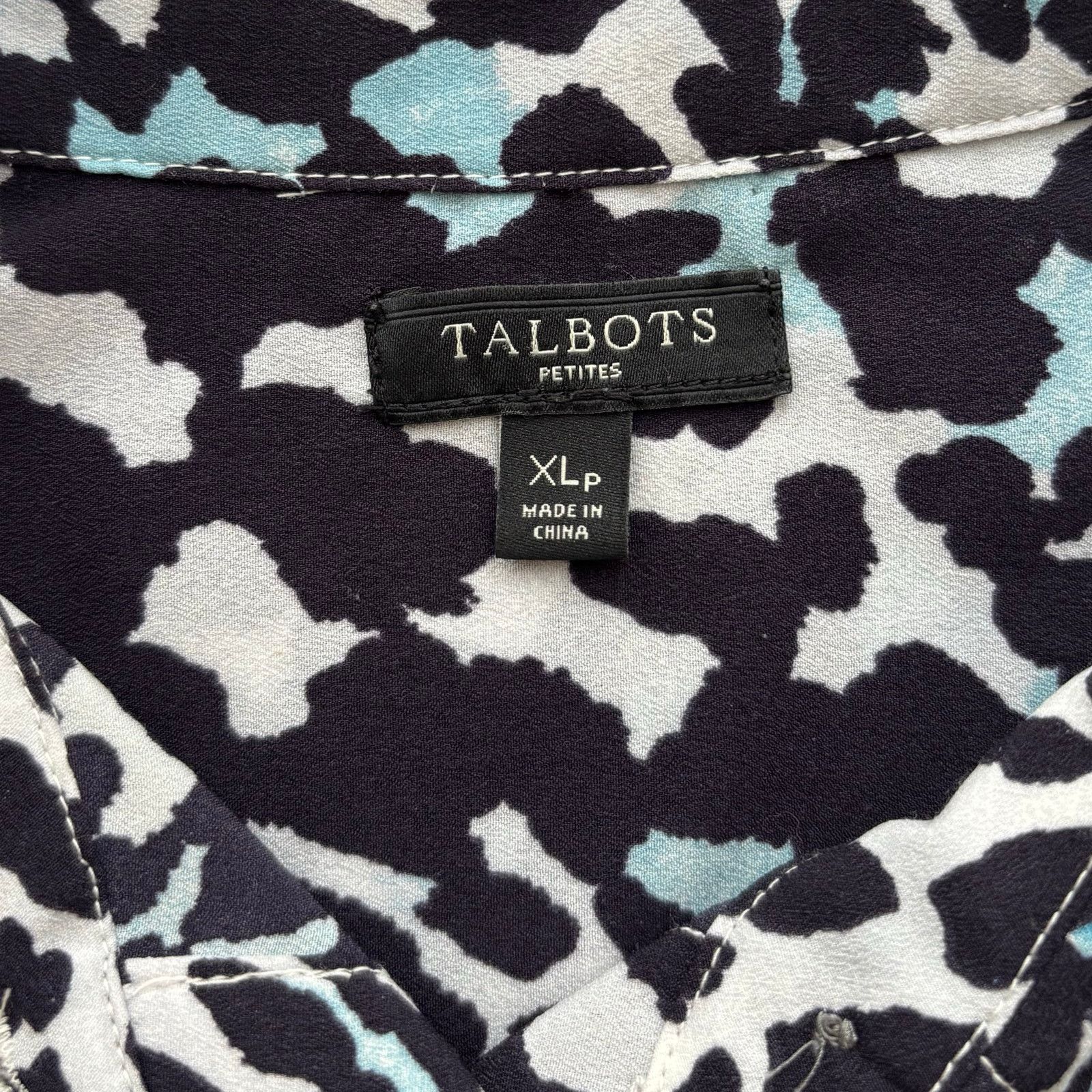 Other Talbots Black White Blue Leopard Print Blouse Size XLP Size XL / US 12-14 / IT 48-50 - 8 Thumbnail