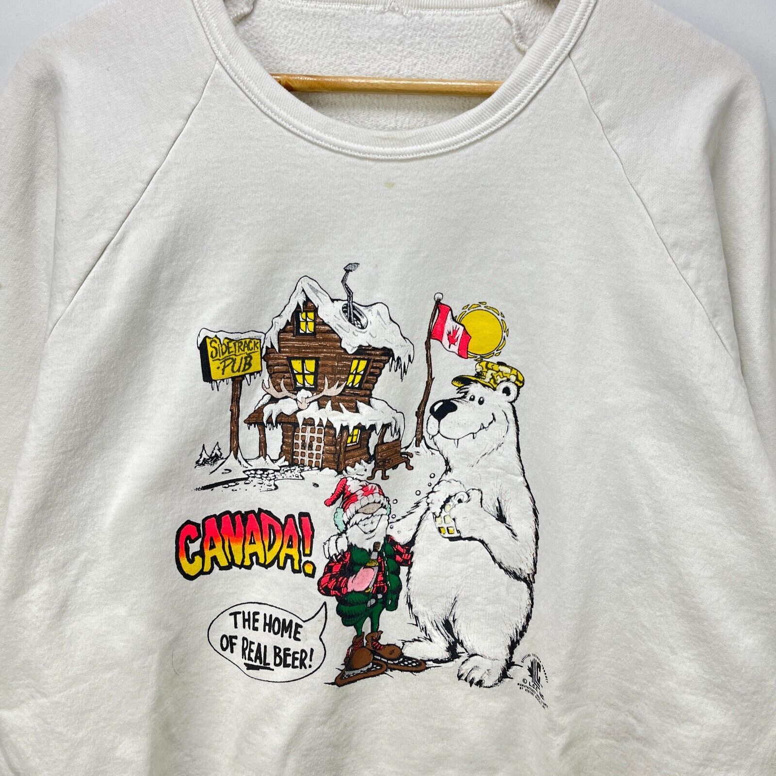 Vintage Vintage 80s Canada Polar Bear Beer Raglan CuteArt Sweatshirt Size US XL / EU 56 / 4 - 2 Thumbnail