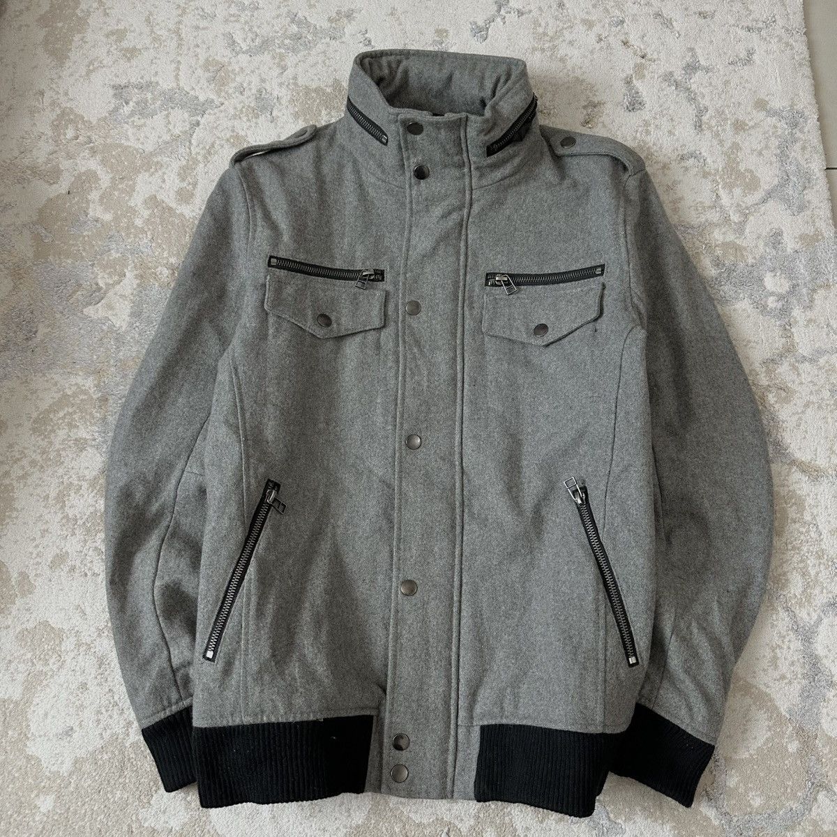 Tornado Mart rare 00s SEMANTIC DESIGN archive military wool bomber jacket Size US L / EU 52-54 / 3 - 1 Thumbnail