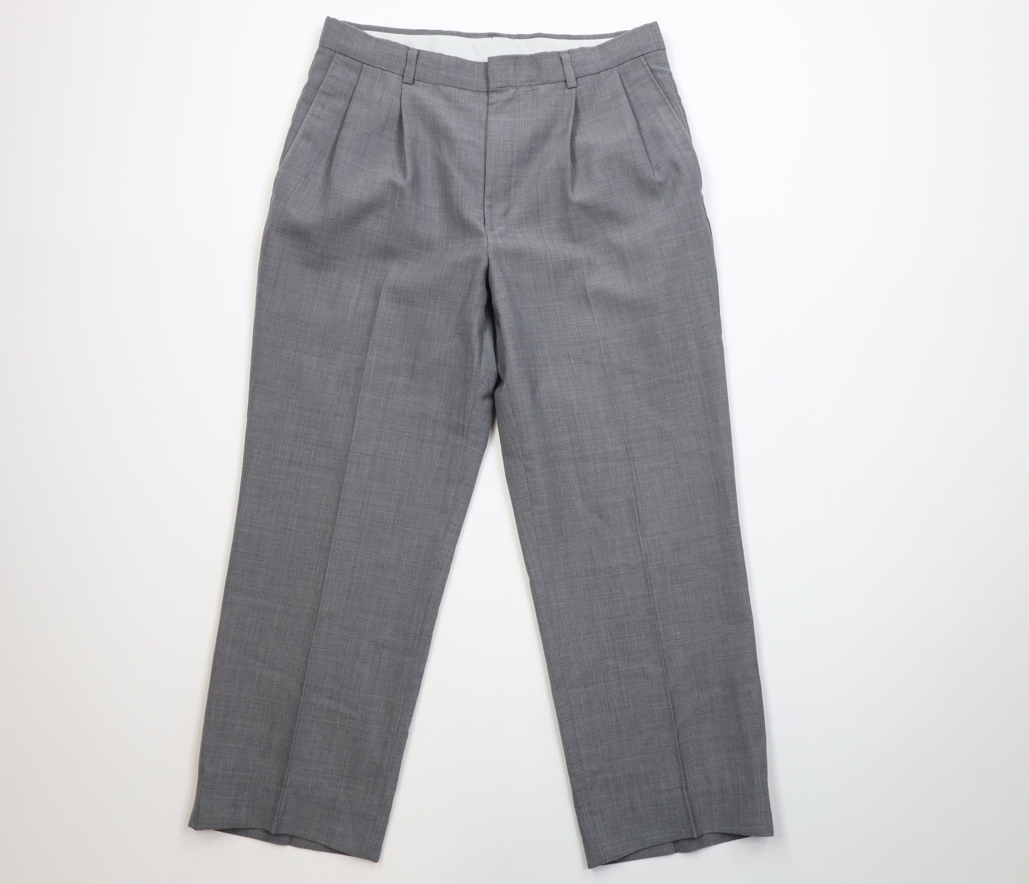 Vintage Vintage 90s Worsted Wool Blend Knit Wide Leg Chino Pants Size US 32 / EU 48 - 1 Thumbnail