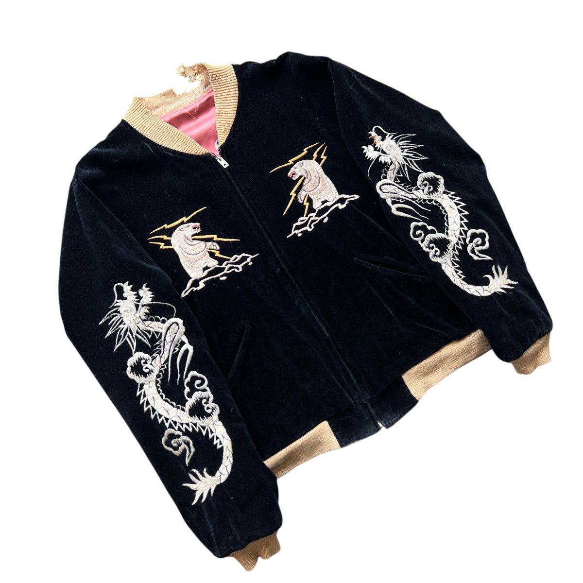 Tailor Toyo 🔥 RARE VINTAGE 50s STYLE ALASKA VELVET REVERSIBLE SUKAJAN Size US L / EU 52-54 / 3 - 8 Thumbnail