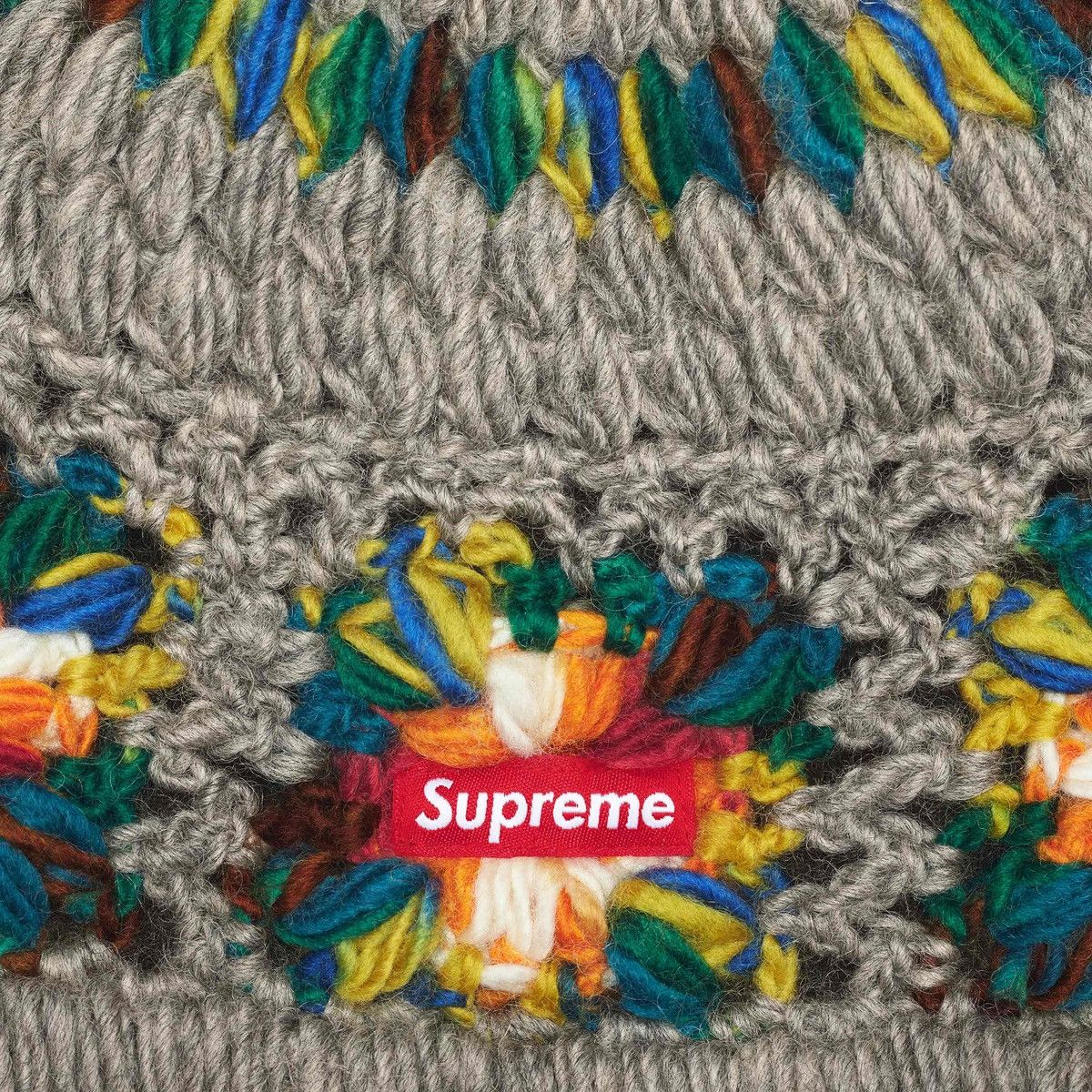 Supreme Supreme Crochet Beanie (Heather Grey) Size ONE SIZE - 2 Thumbnail