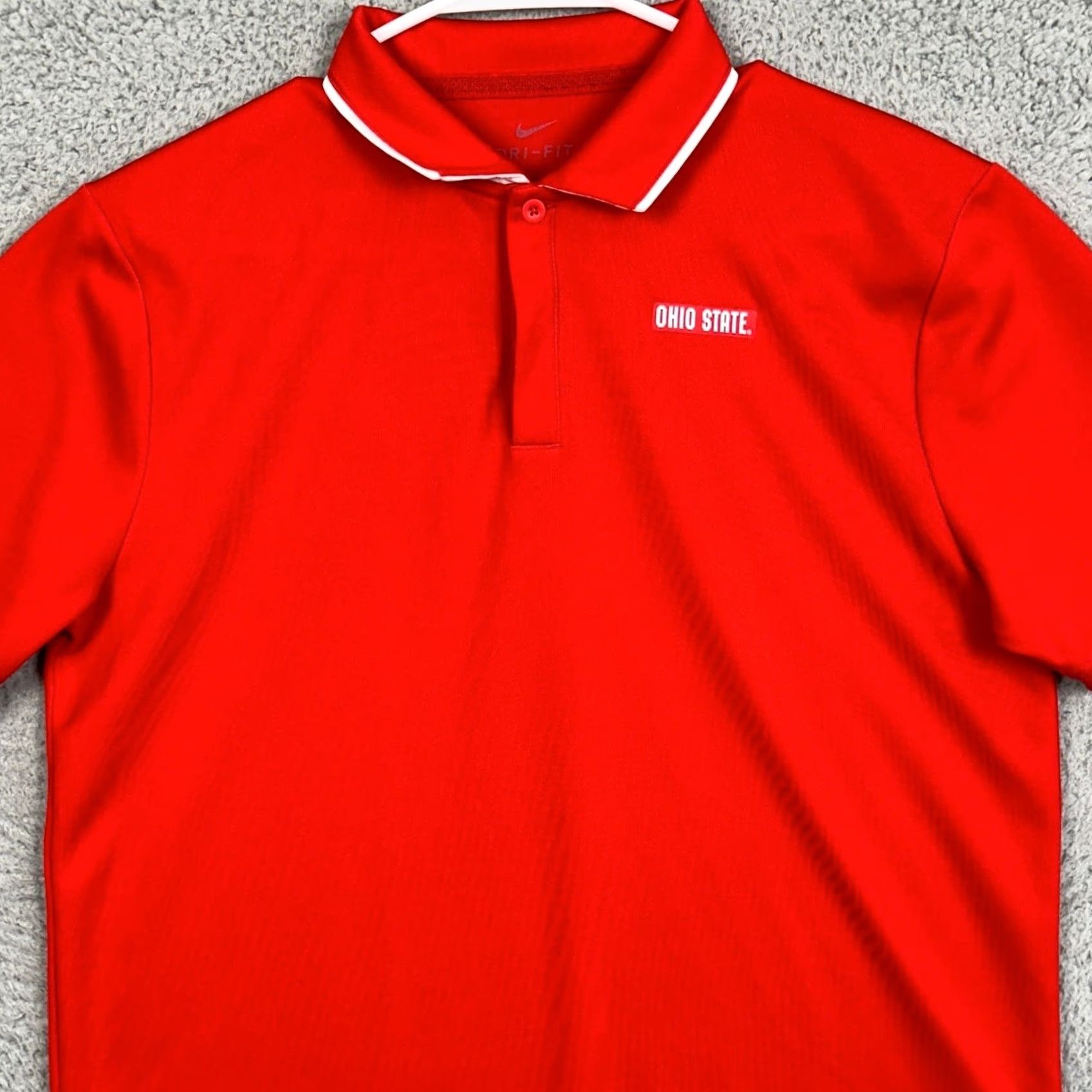 Nike Nike Dri-Fit Buckeyes Polo Shirt Mens M Red Golf Performance EUC Size US M / EU 48-50 / 2 - 2 Thumbnail