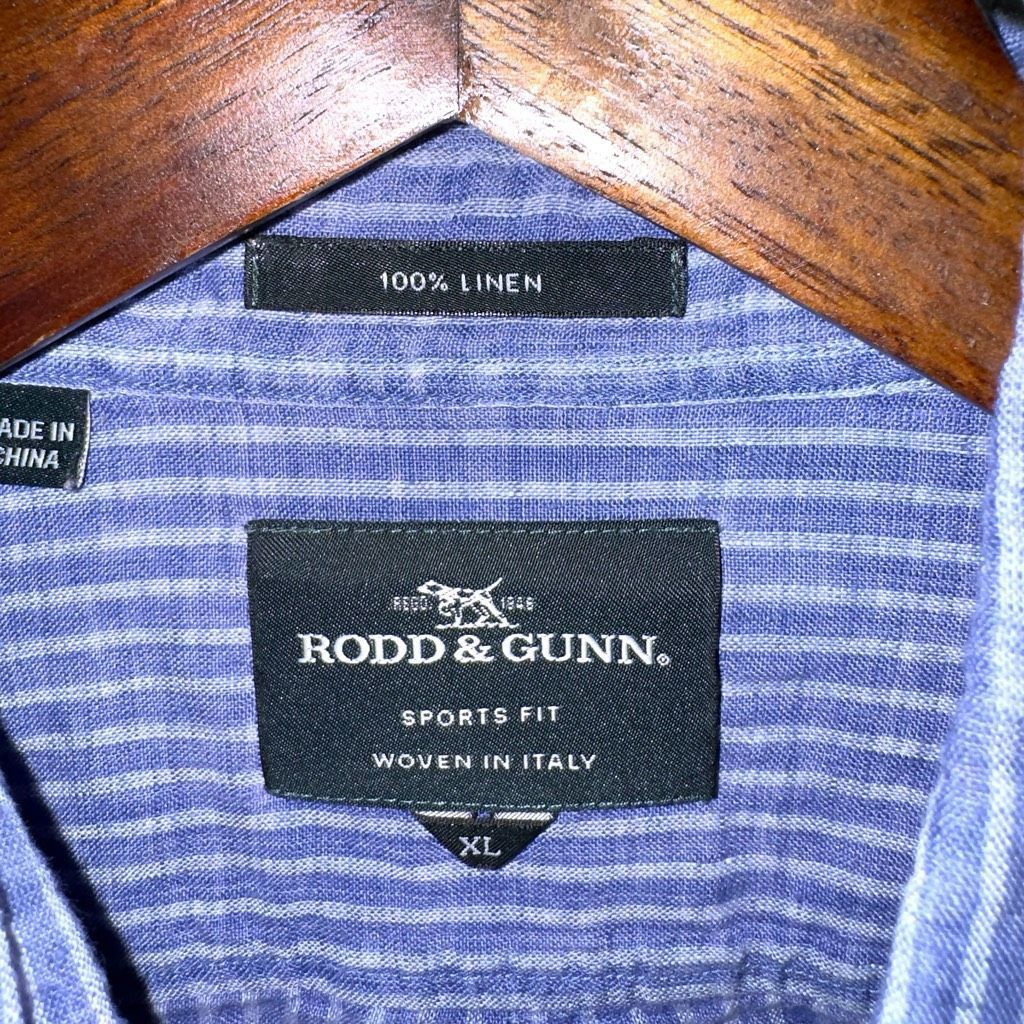Rodd & Gunn Rodd & Gunn Blue Stripe 100% Linen S/F Button Up Shirt XL Size US XL / EU 56 / 4 - 2 Thumbnail