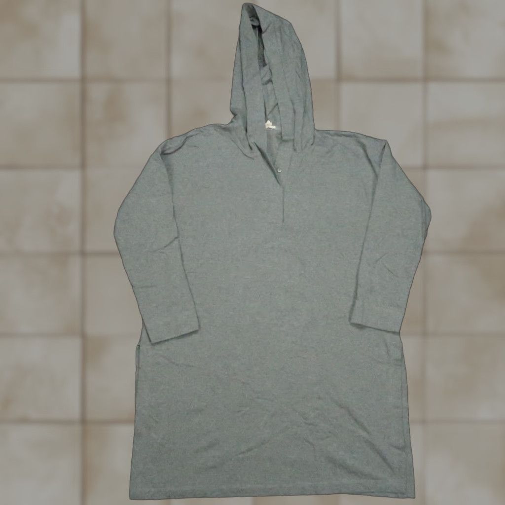 VINTAGE Eileen Fisher Hoodie Tunic Women's Small Gray Casual Travel Stretch Pullover